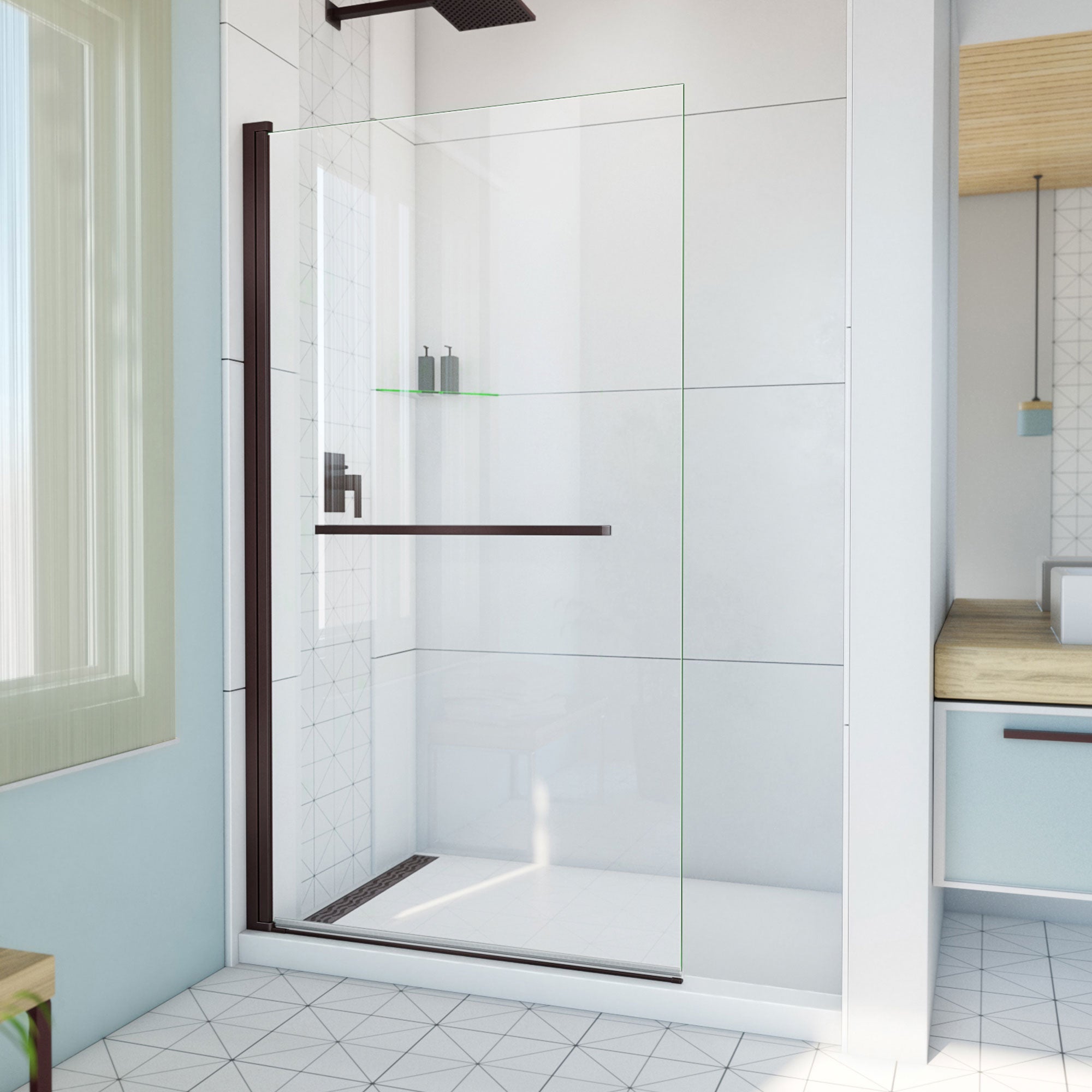 DreamLine Aqua-Q Swing 40 inch W x 72 inch H Frameless Swing Shower Door