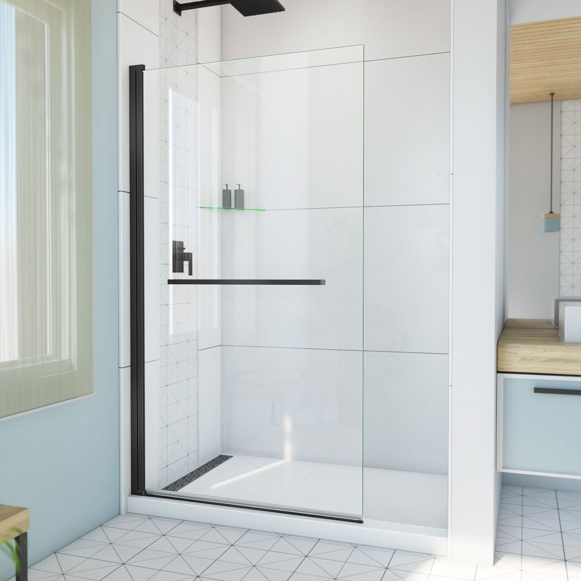 DreamLine Aqua-Q Swing 40 inch W x 72 inch H Frameless Swing Shower Door