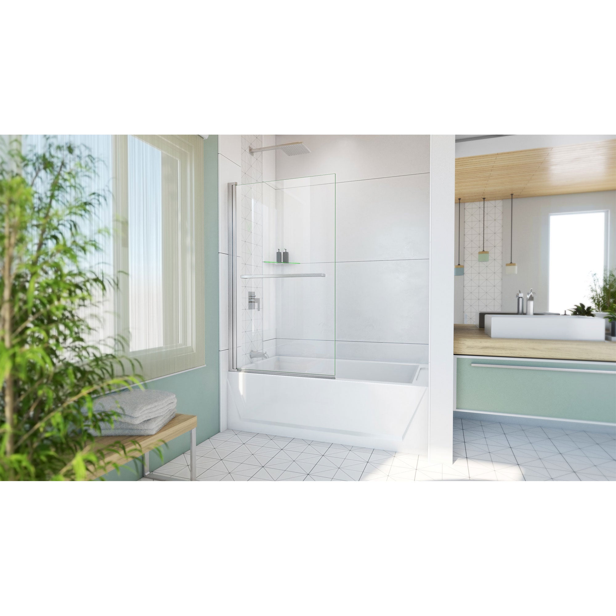 DreamLine Aqua-Q Swing 34 inch W x 58 inch H Frameless Swing Tub Door