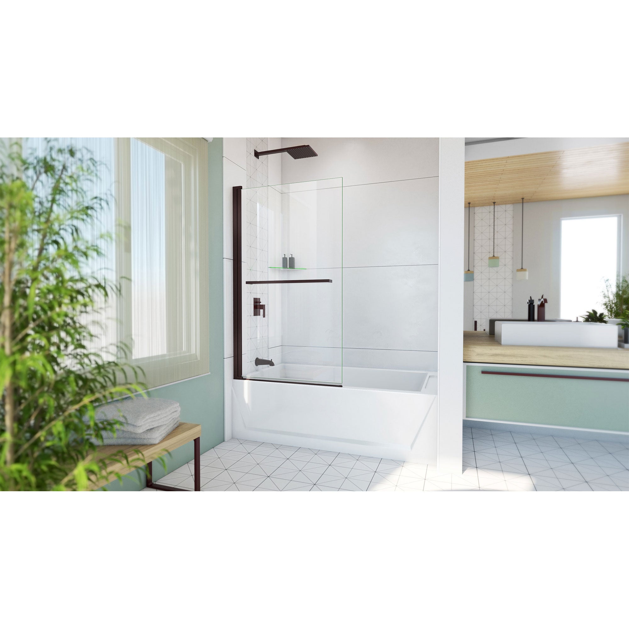 DreamLine Aqua-Q Swing 34 inch W x 58 inch H Frameless Swing Tub Door