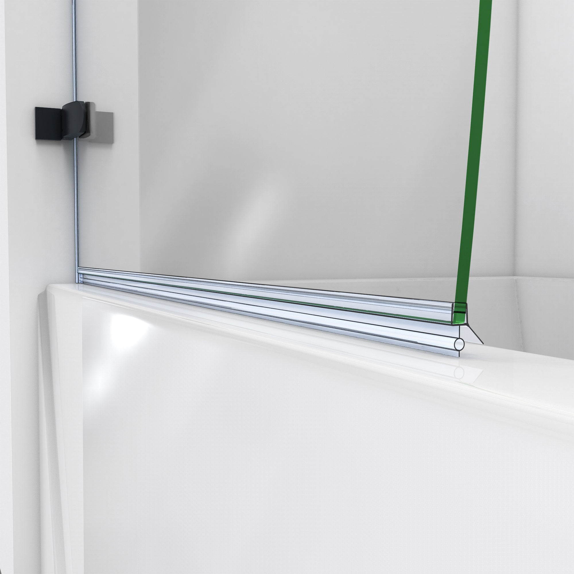 DreamLine Aqua Uno 56 - 60 inch W x 30 inch D x 58 inch H Frameless Hinged Tub Door with Return Panel