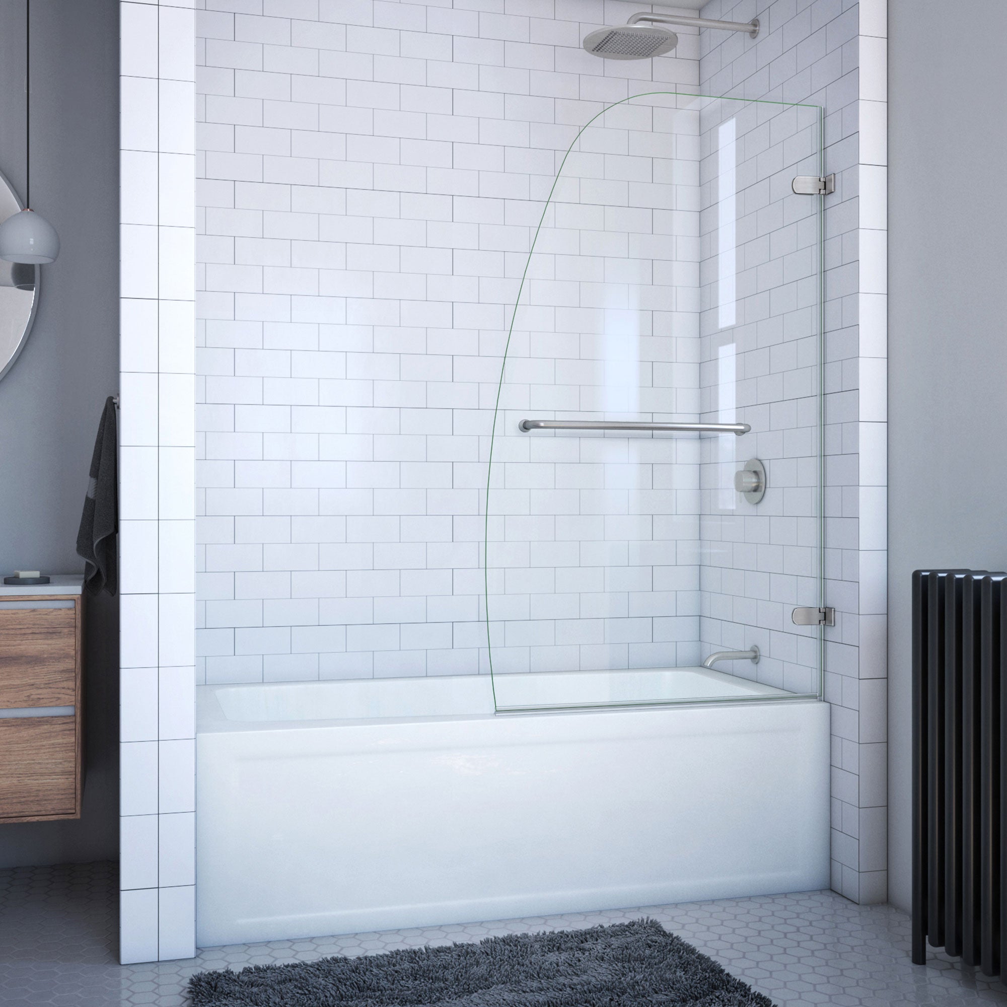 DreamLine Aqua Uno 34 5/16 inch W x 58 inch H Frameless Hinged Tub Door