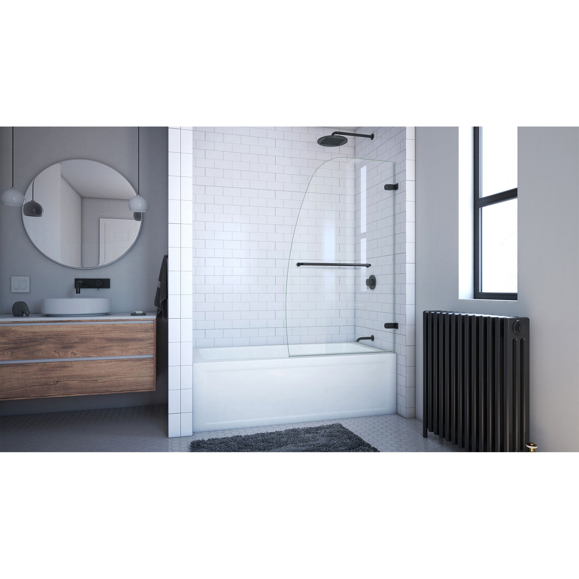DreamLine Aqua Uno 34 5/16 inch W x 58 inch H Frameless Hinged Tub Door