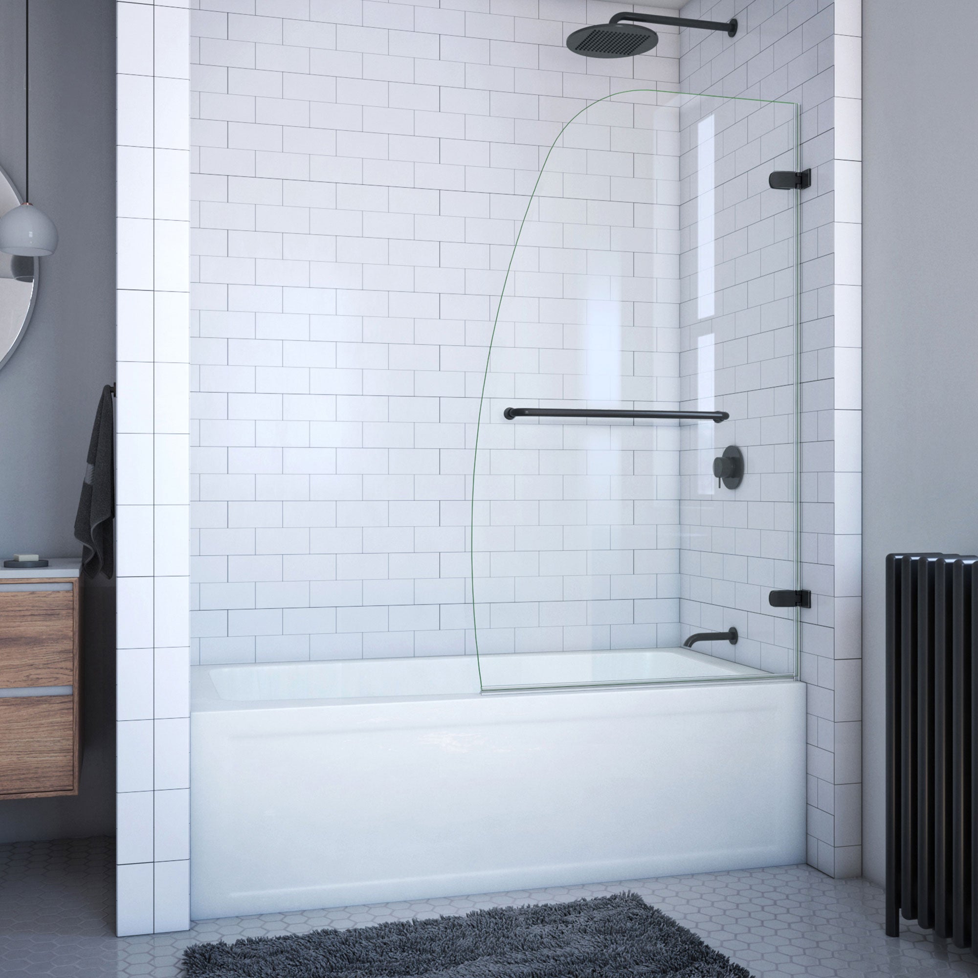 DreamLine Aqua Uno 34 5/16 inch W x 58 inch H Frameless Hinged Tub Door