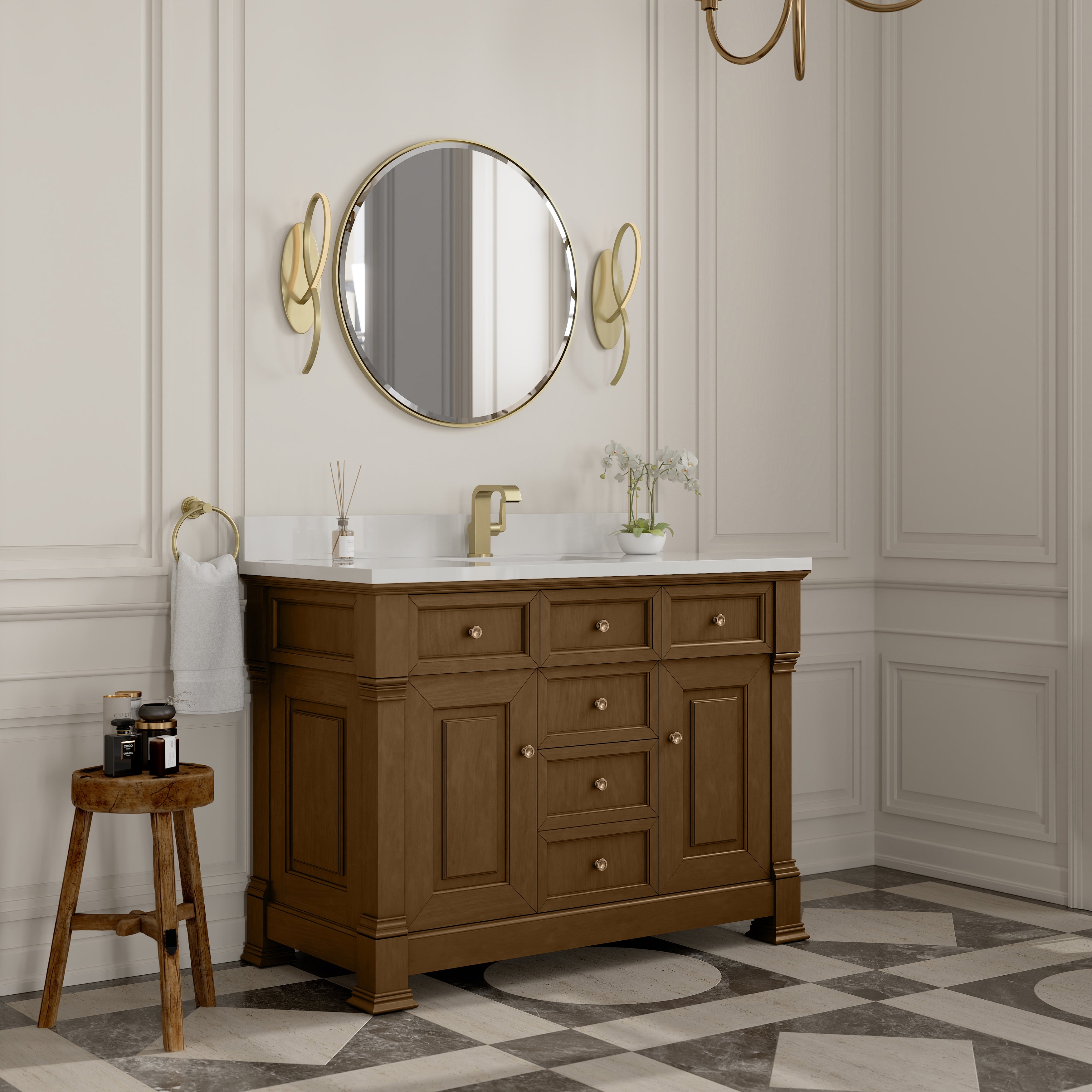 James Martin Brookfield 48" Single Vanity in Honey Oak with 3cm Countertop