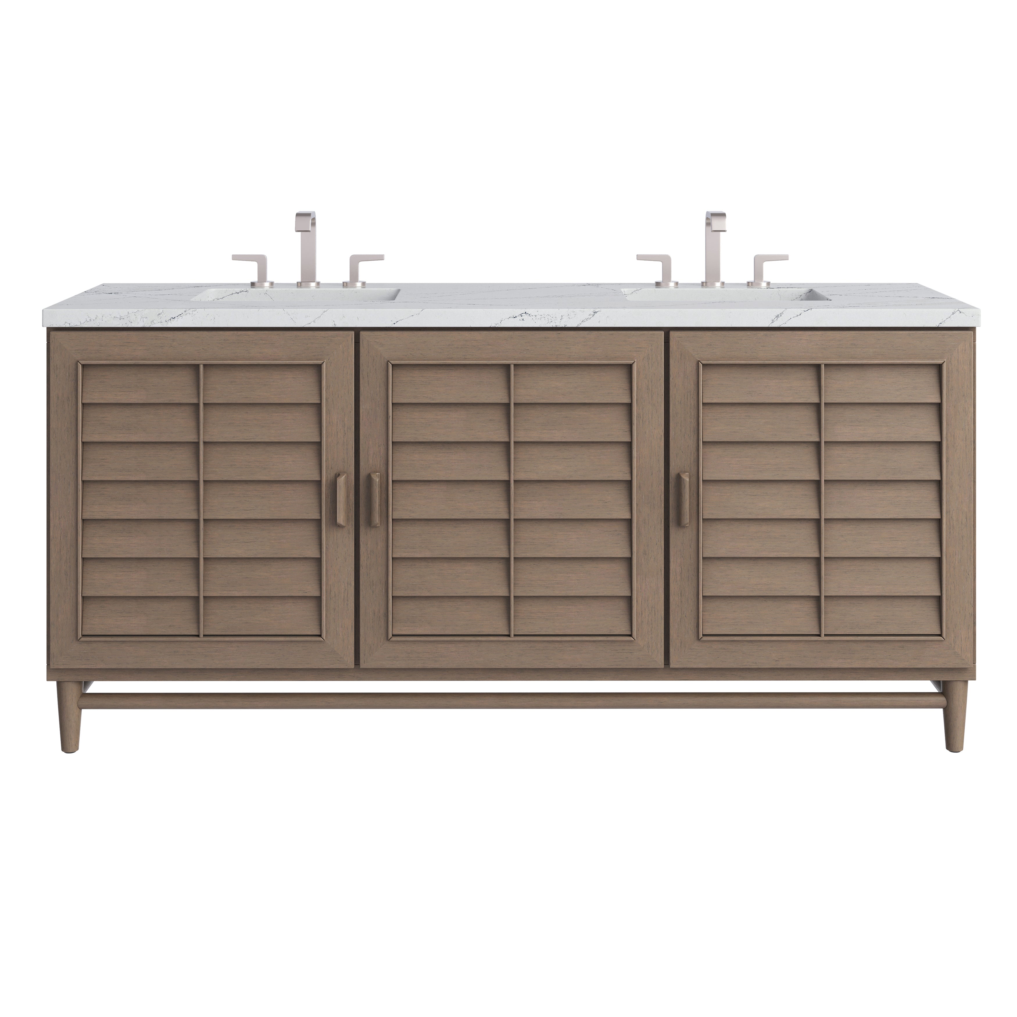 James Martin Portland 72" Double Vanity in Whitewashed Walnut with 3cm Countertop
