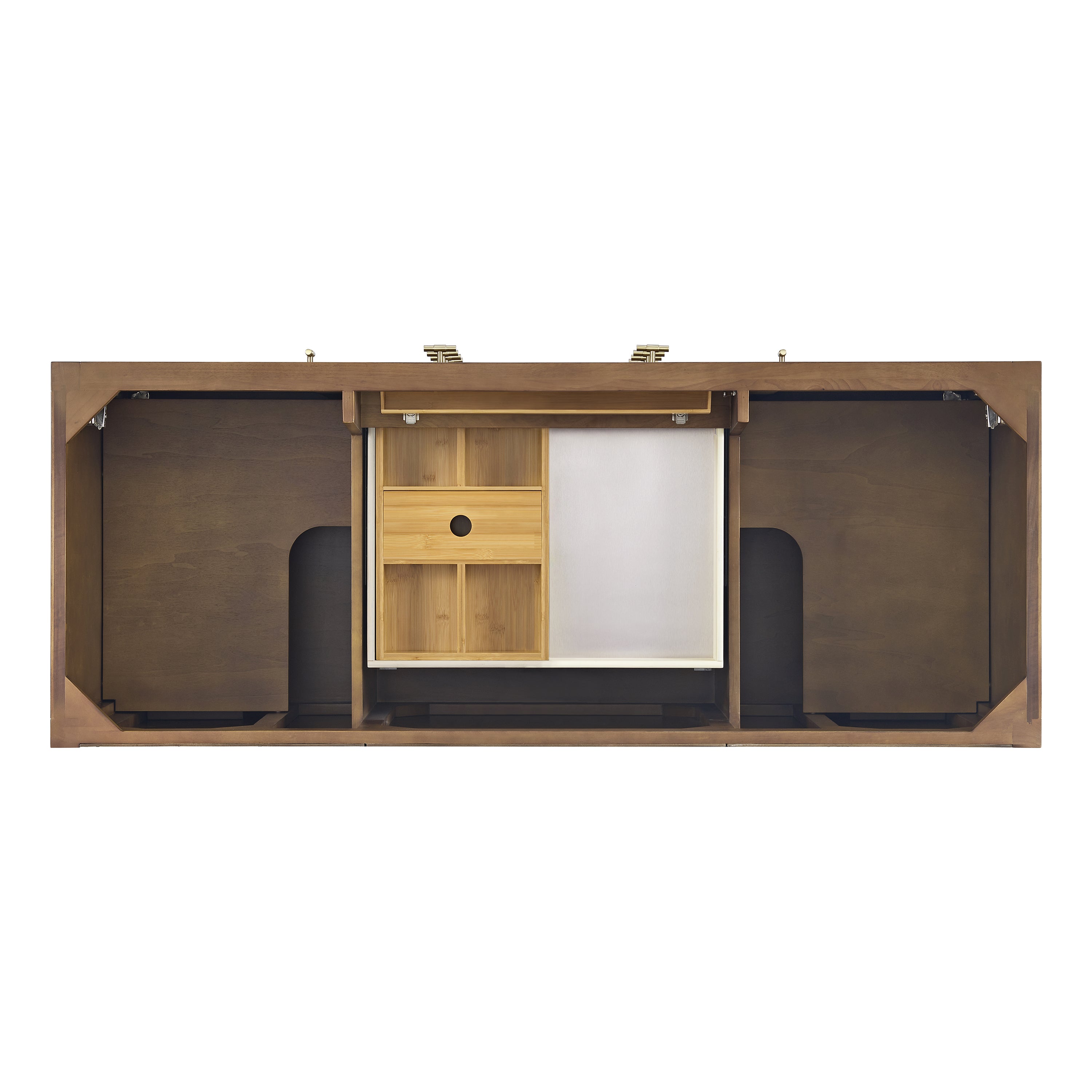 James Martin Myrrin 60" Double Vanity in Mid Century Walnut with 3cm Countertop and FreePower Wireless Charger