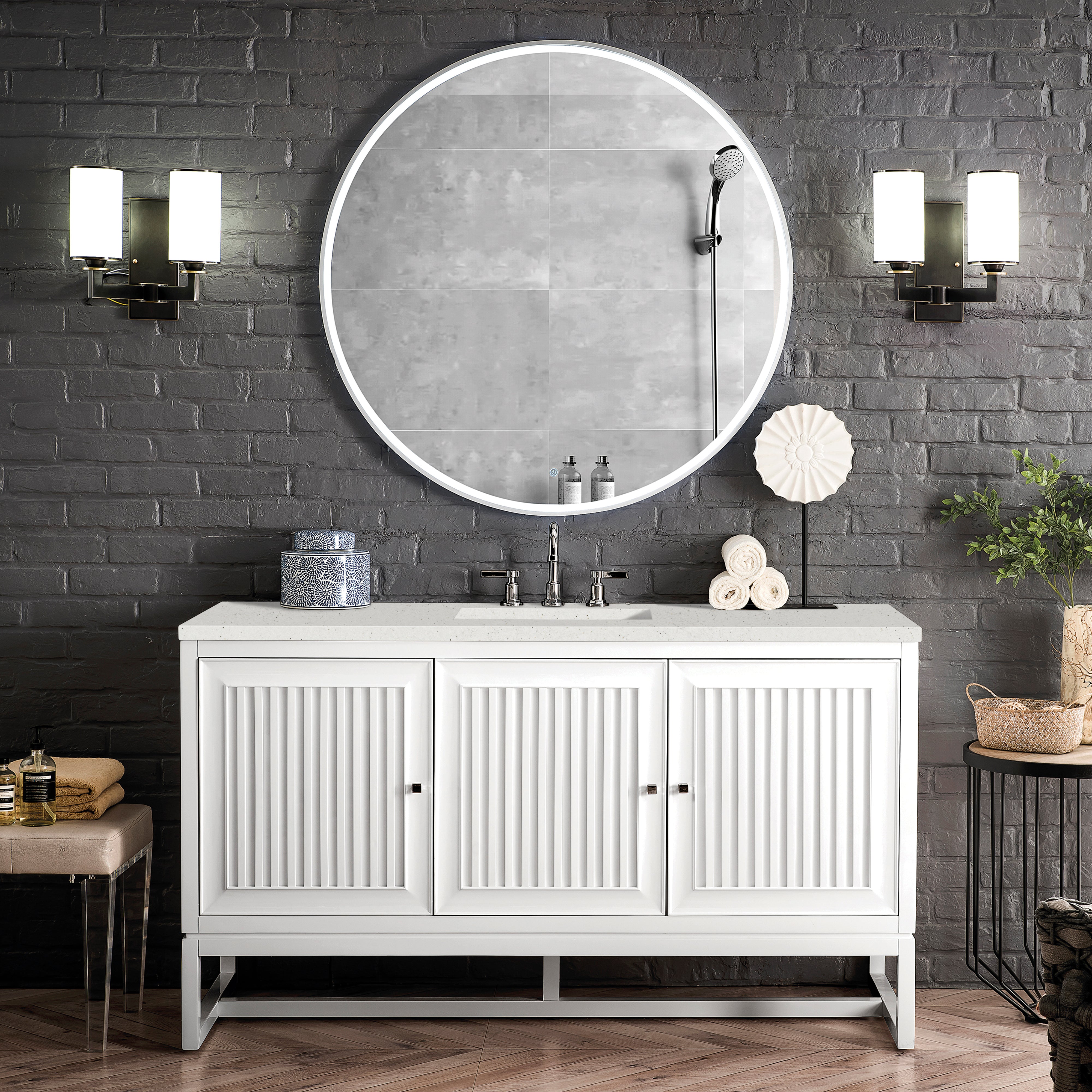 James Martin Athens 60" Single Vanity in Glossy White with 3cm Countertop