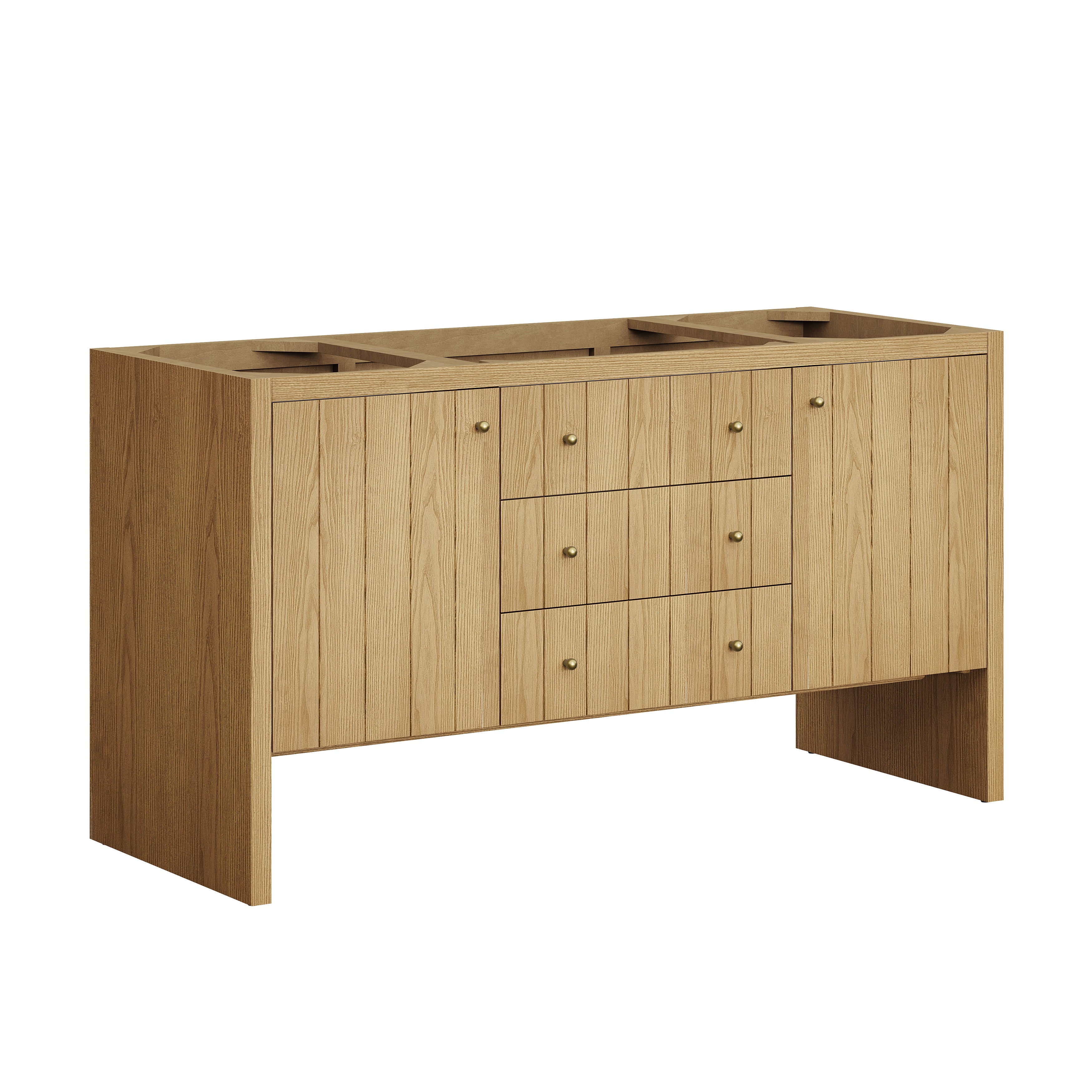 James Martin Hudson 60" Single Vanity in Light Natural Oak with 3cm Countertop and FreePower Wireless Charger
