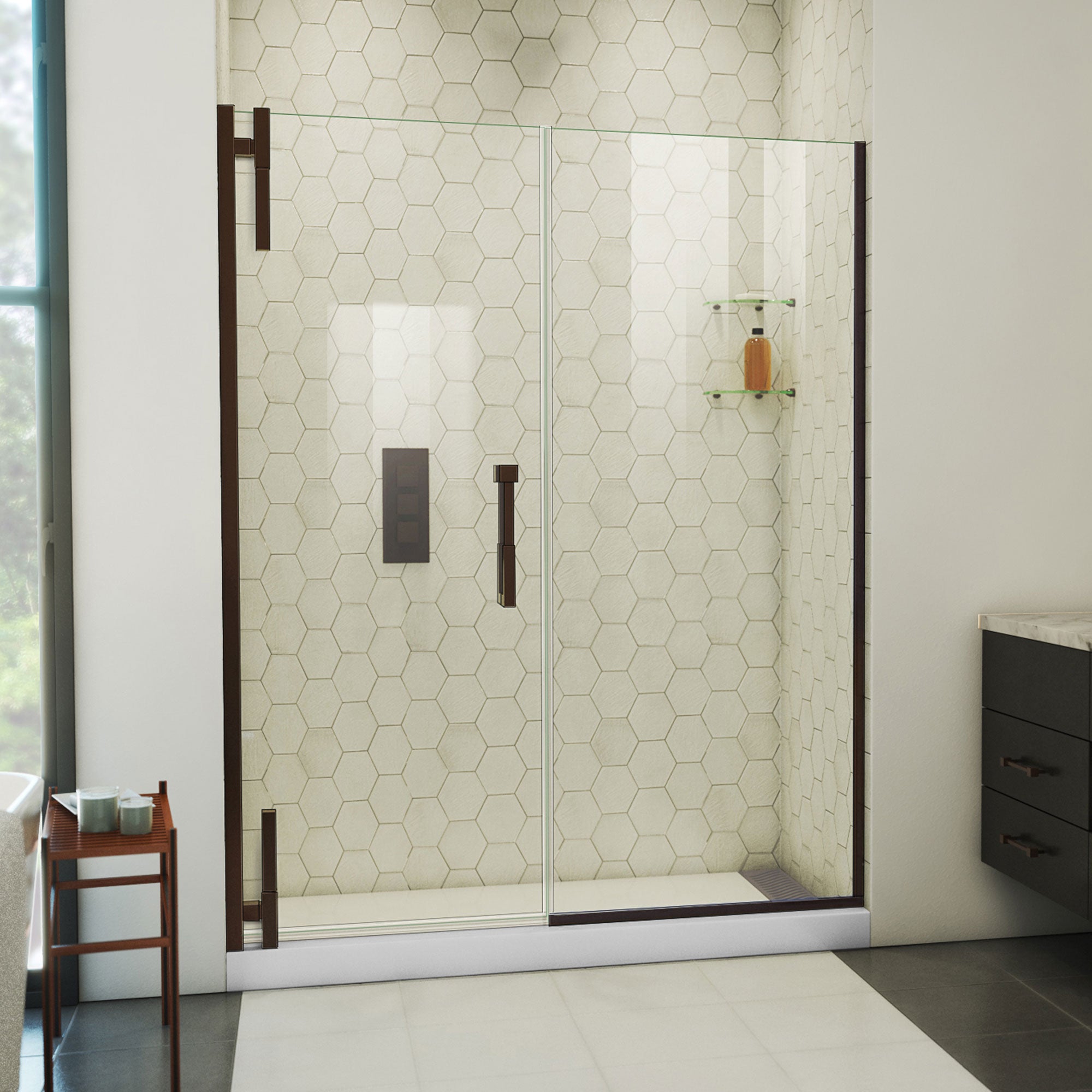 DreamLine Ascend 58 1/2 - 59 1/2 inch W x 72 inch H Frameless Pivot Shower Door