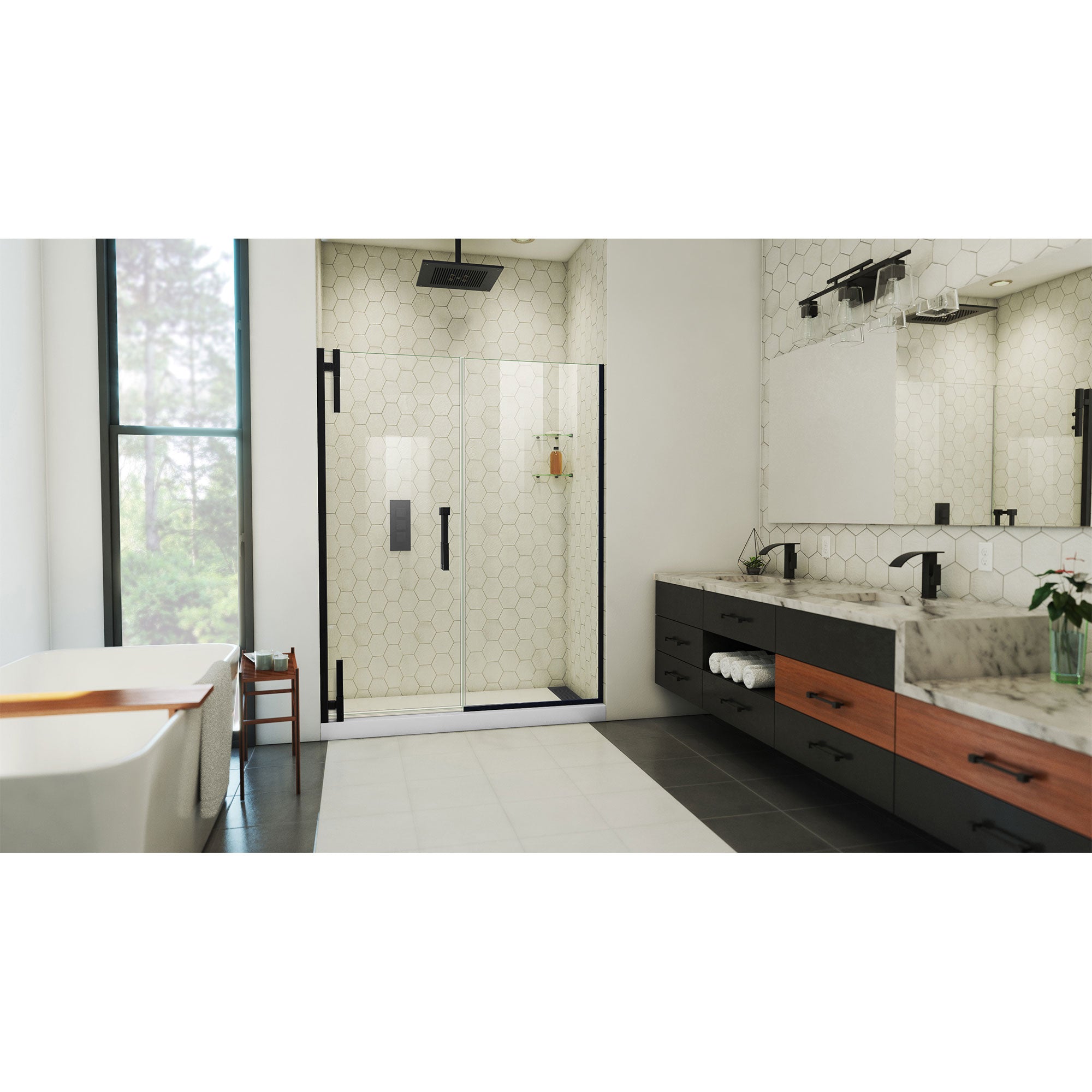 DreamLine Ascend 58 1/2 - 59 1/2 inch W x 72 inch H Frameless Pivot Shower Door