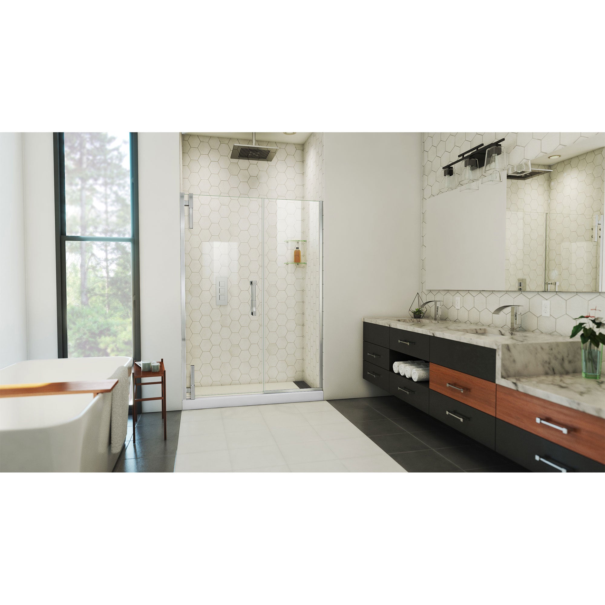 DreamLine Ascend 50 - 51 inch W x 72 inch H Frameless Pivot Shower Door
