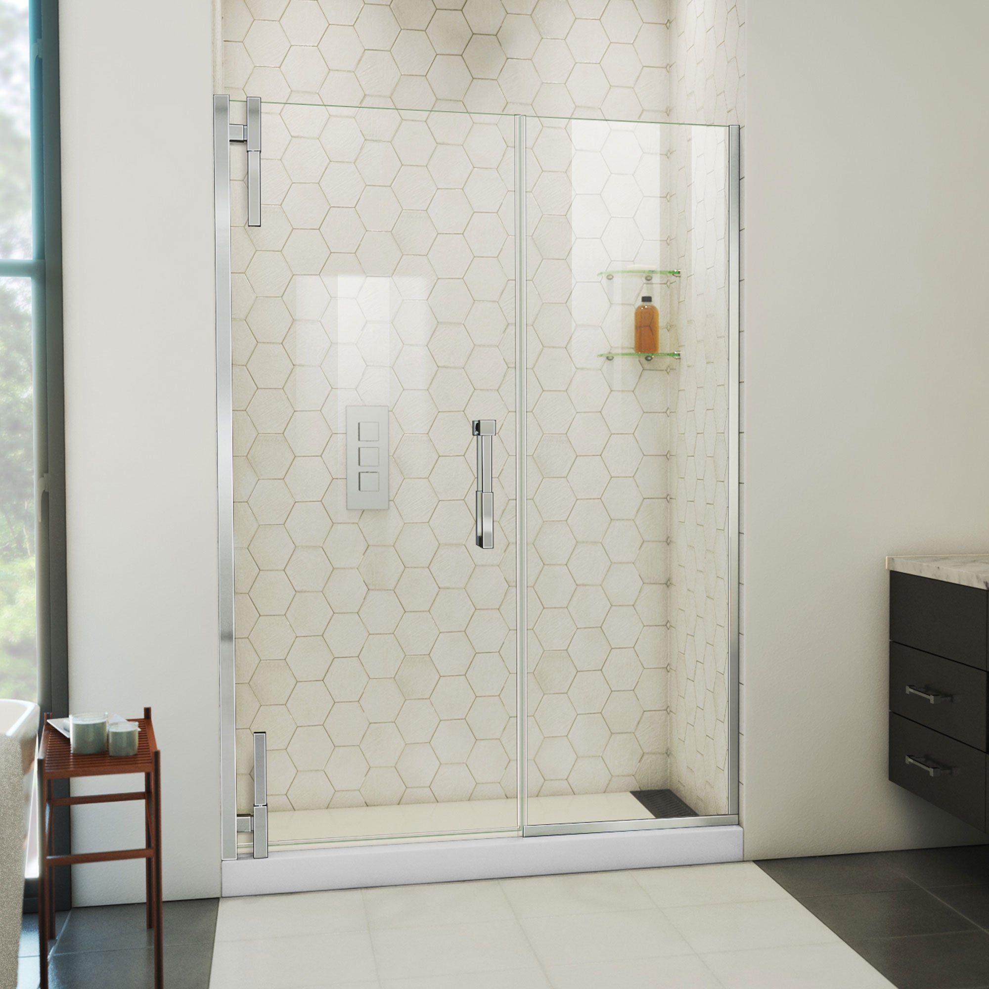 DreamLine Ascend 50 - 51 inch W x 72 inch H Frameless Pivot Shower Door