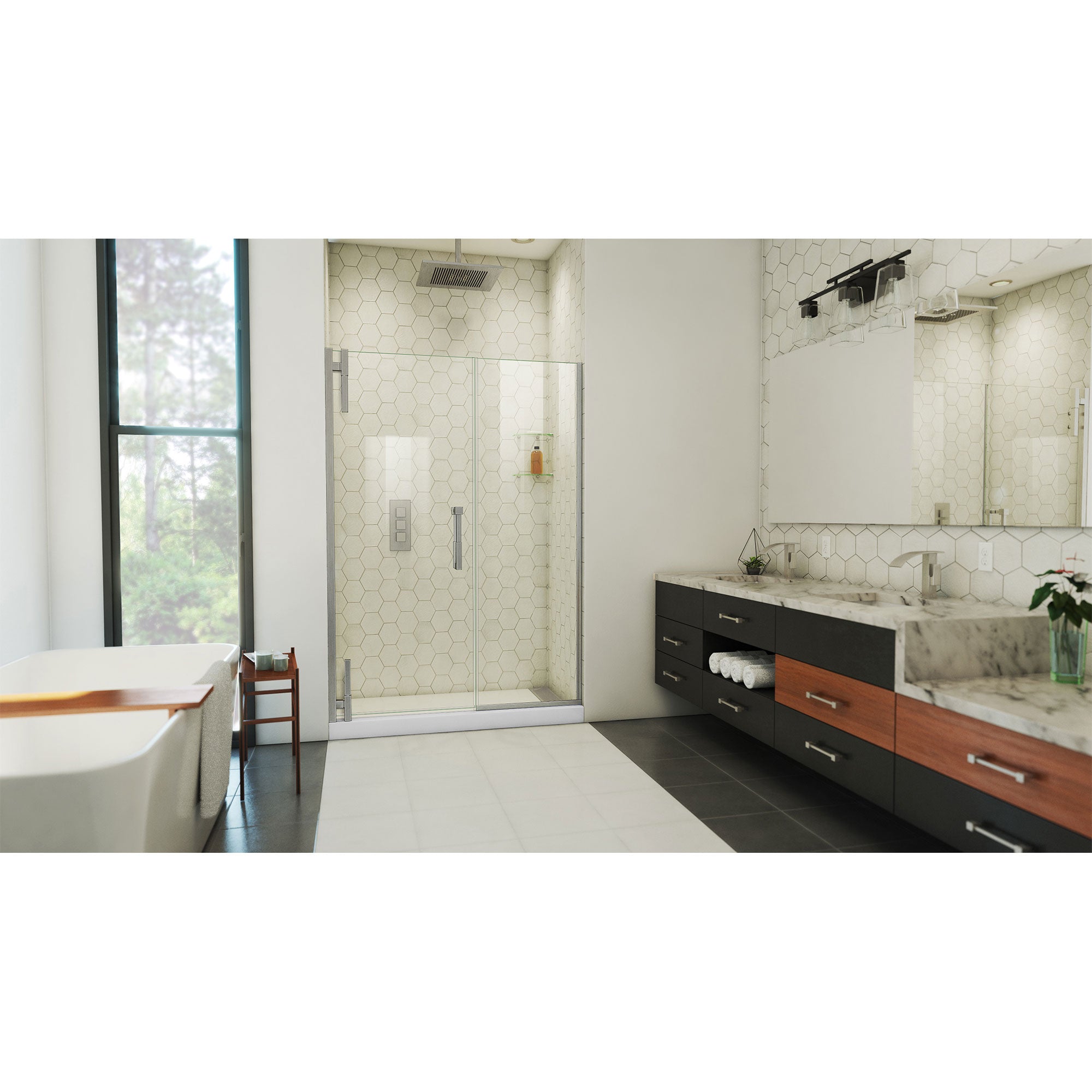 DreamLine Ascend 54 1/2 - 55 1/2 inch W x 72 inch H Frameless Pivot Shower Door