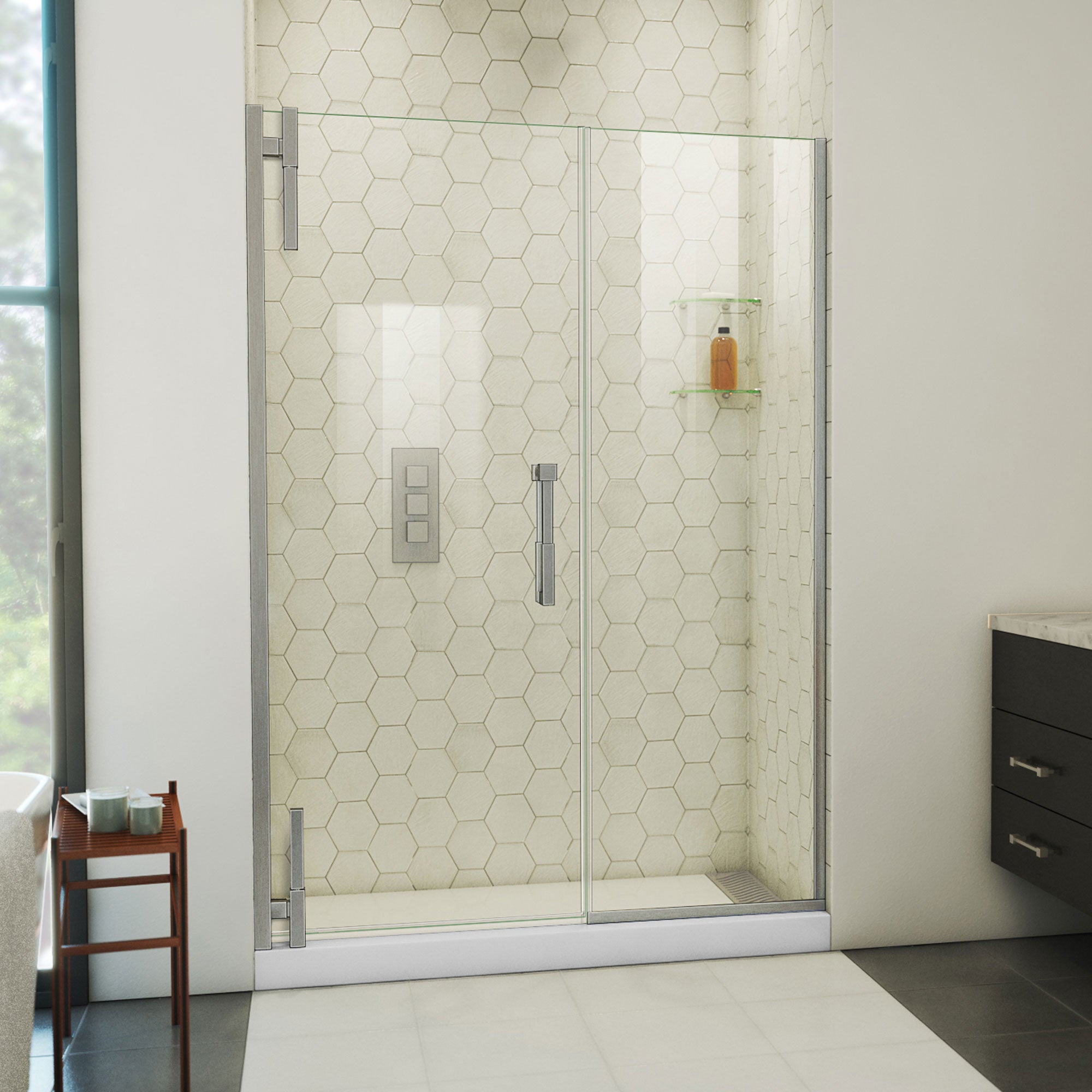 DreamLine Ascend 50 - 51 inch W x 72 inch H Frameless Pivot Shower Door