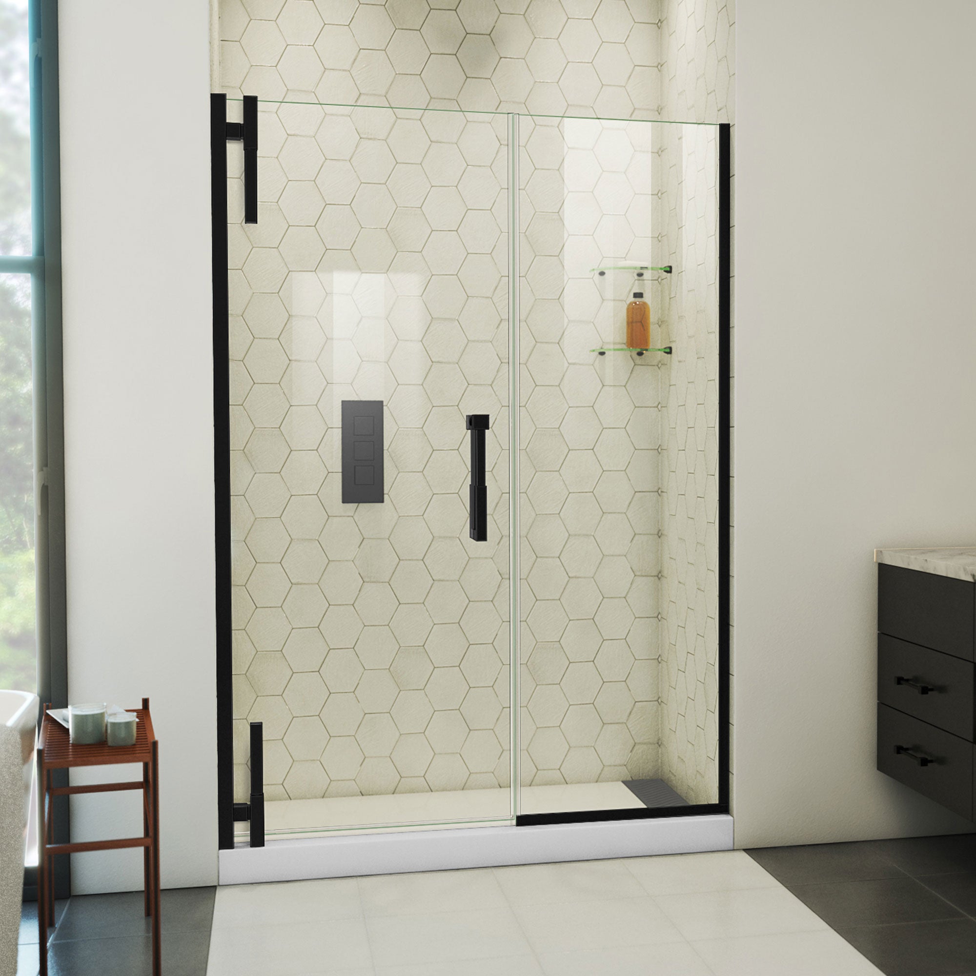 DreamLine Ascend 50 - 51 inch W x 72 inch H Frameless Pivot Shower Door