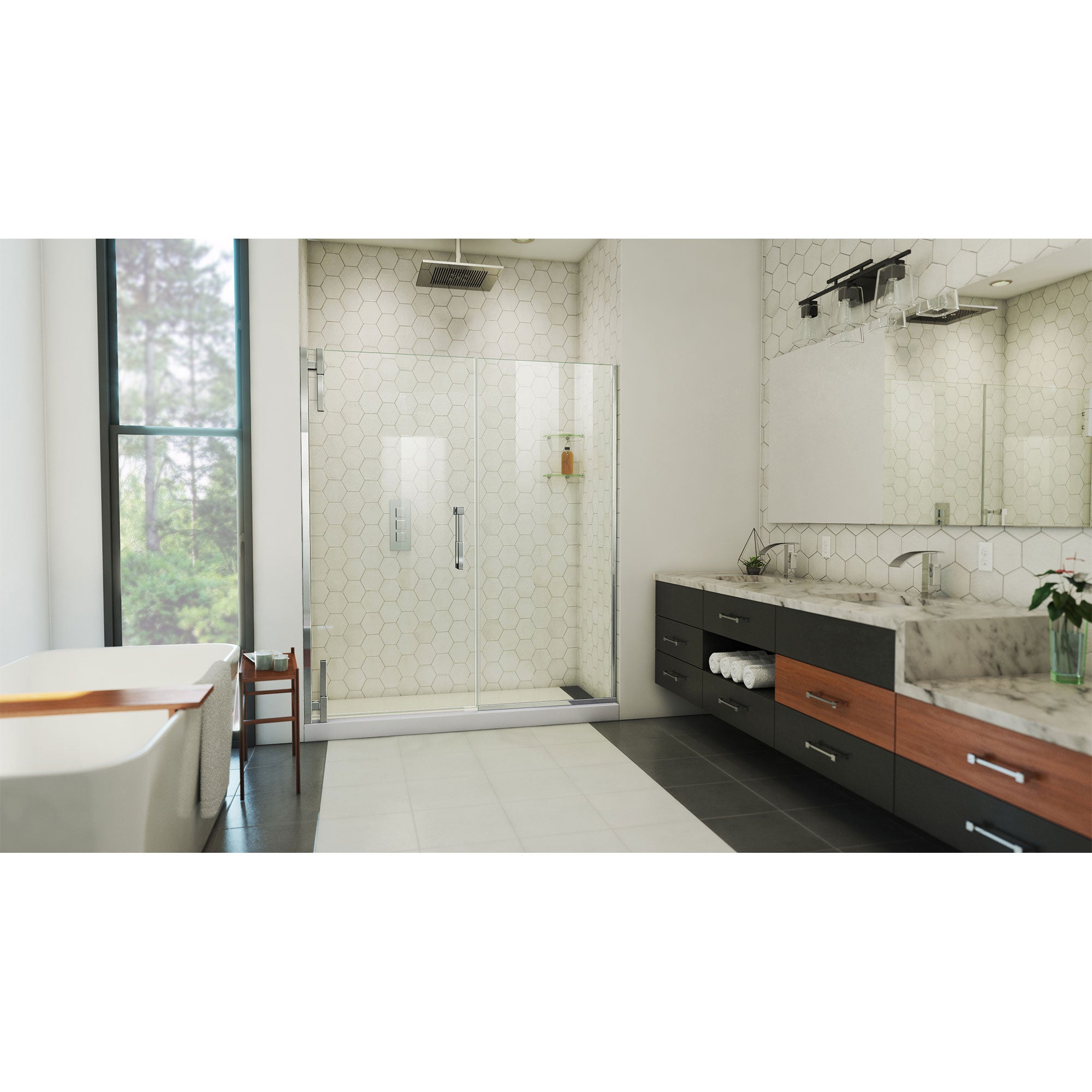 DreamLine Ascend 64 1/2 - 65 1/2 inch W x 72 inch H Frameless Pivot Shower Door