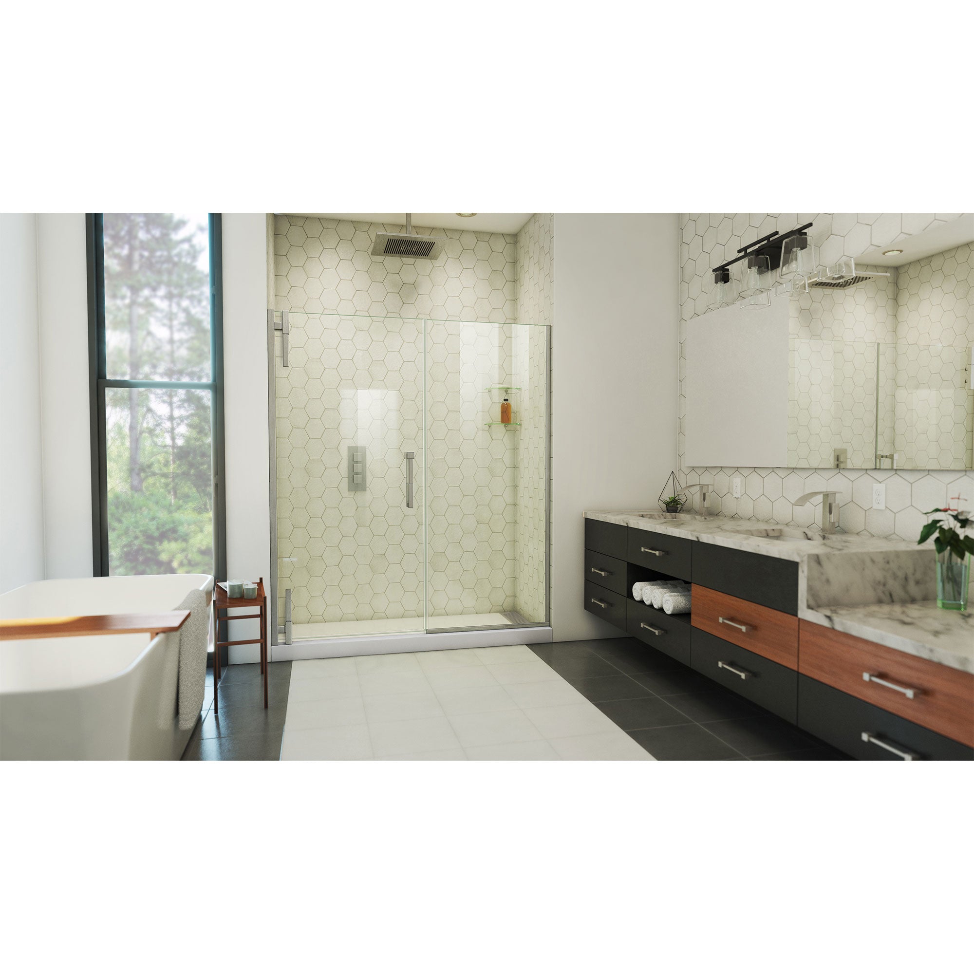 DreamLine Ascend 64 1/2 - 65 1/2 inch W x 72 inch H Frameless Pivot Shower Door