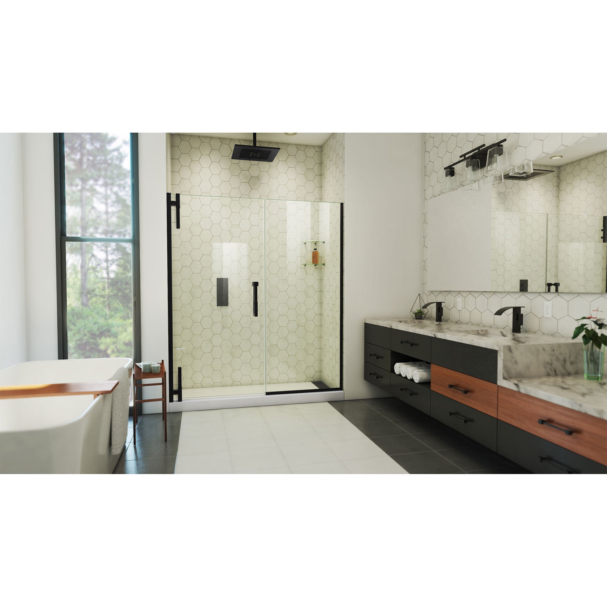 DreamLine Ascend 64 1/2 - 65 1/2 inch W x 72 inch H Frameless Pivot Shower Door