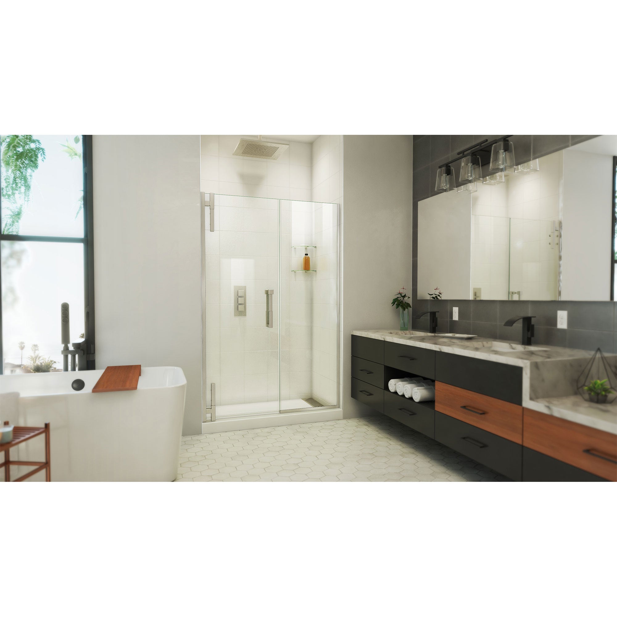 DreamLine Ascend 56 - 57 inch W x 72 inch H Frameless Pivot Shower Door