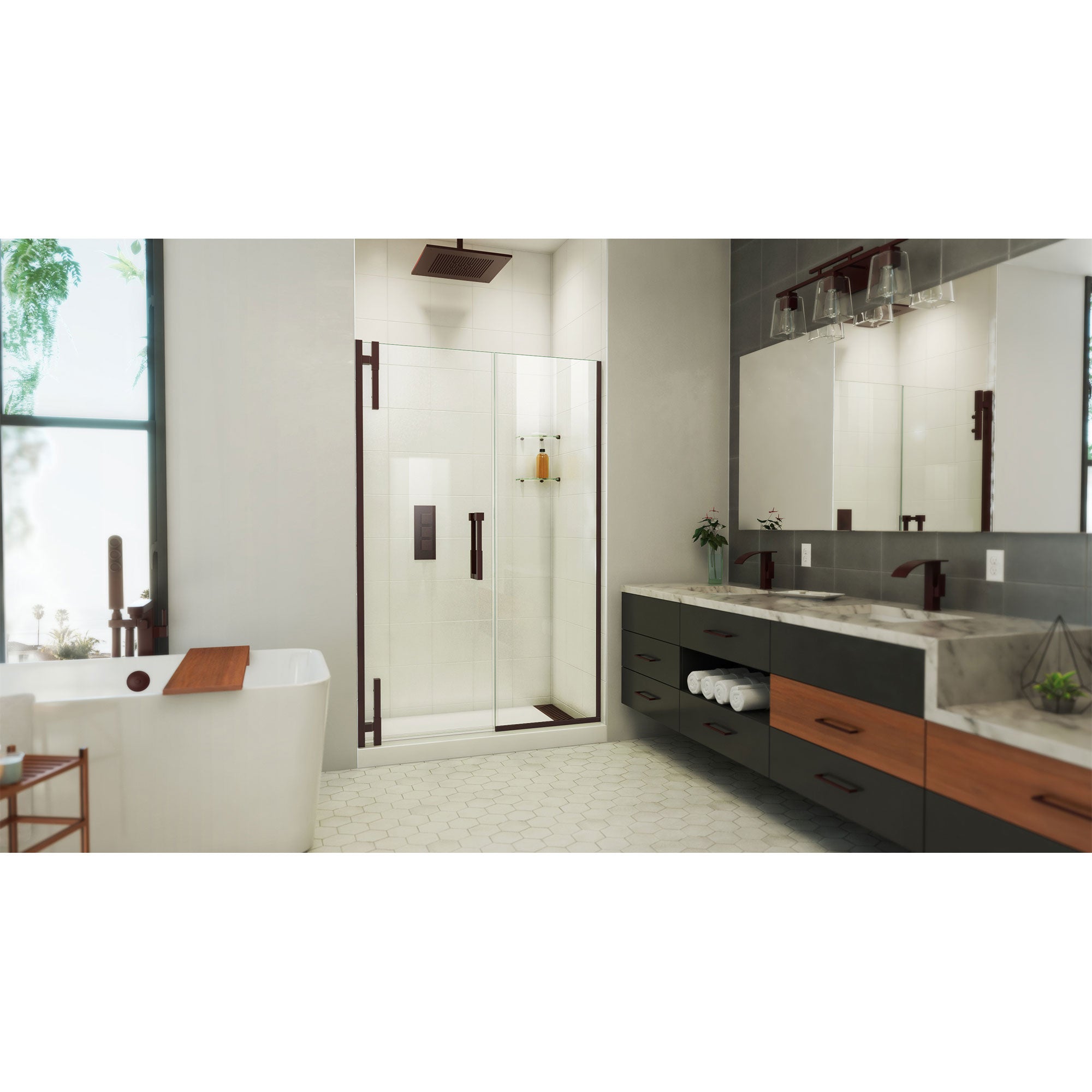 DreamLine Ascend 56 - 57 inch W x 72 inch H Frameless Pivot Shower Door