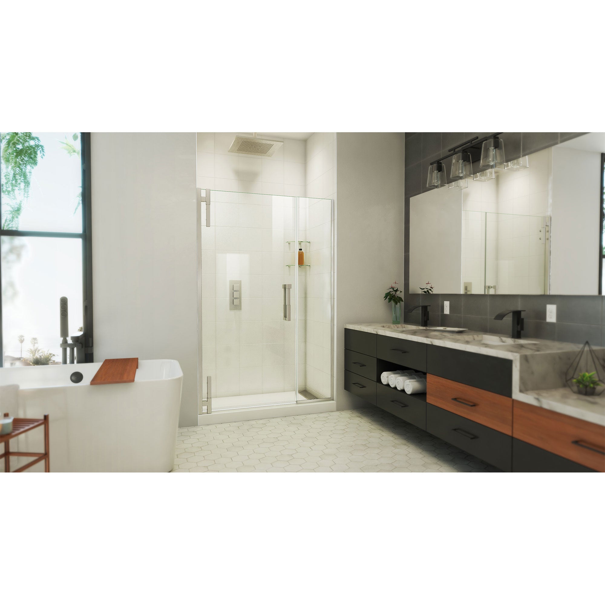 DreamLine Ascend 46 - 47 inch W x 72 inch H Frameless Pivot Shower Door