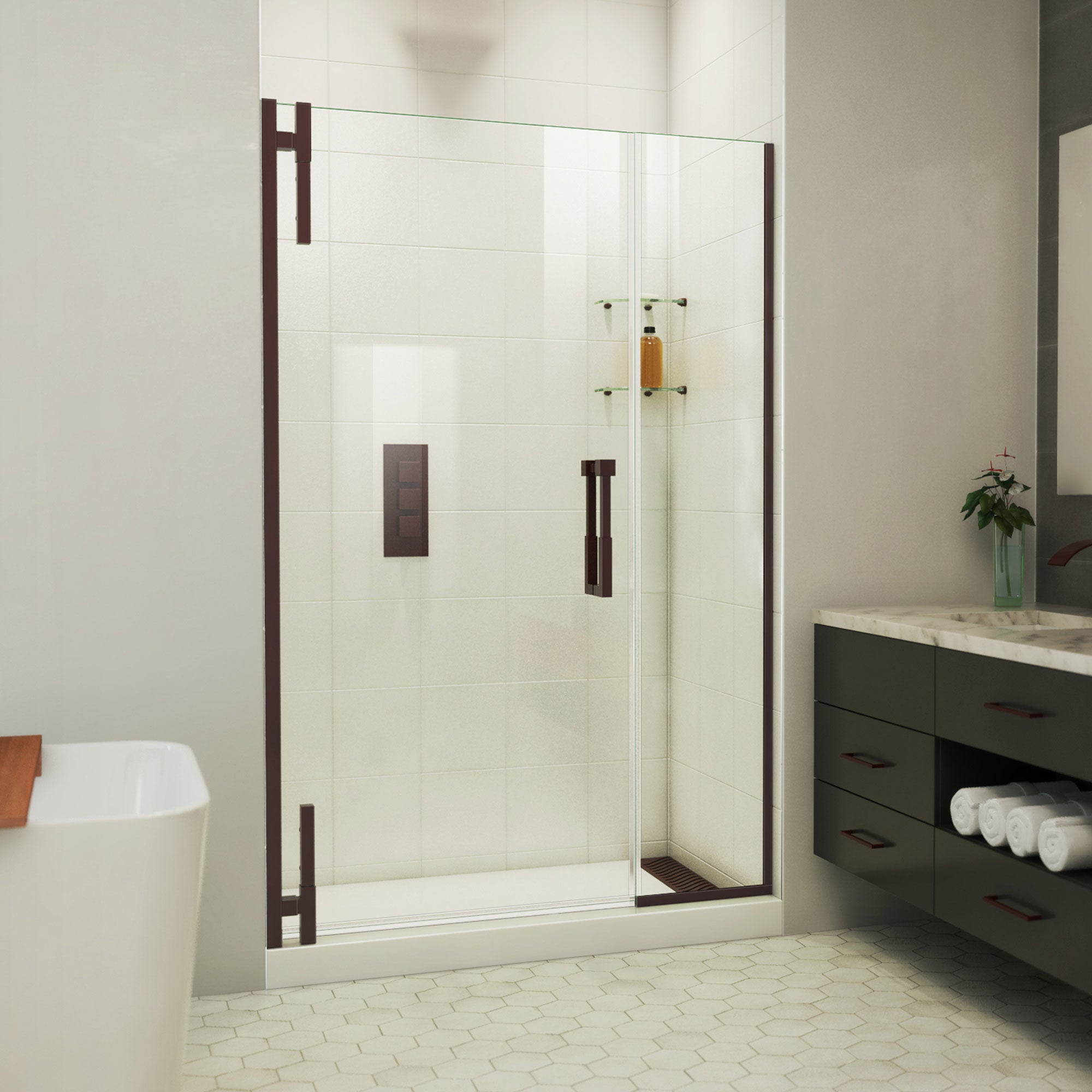 DreamLine Ascend 46 - 47 inch W x 72 inch H Frameless Pivot Shower Door