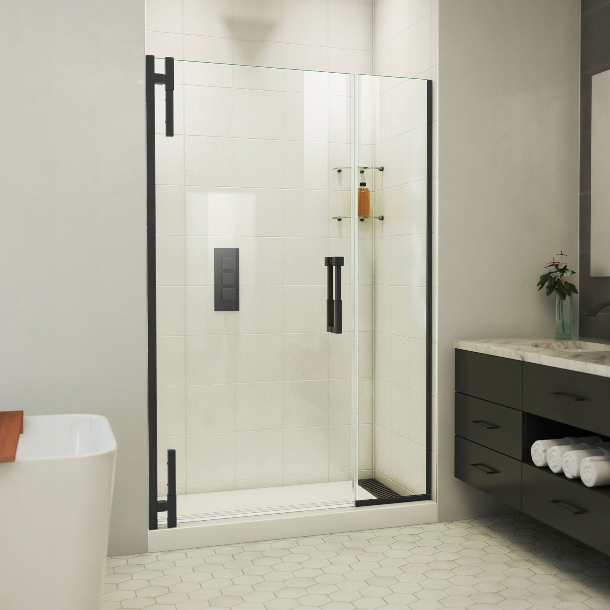 DreamLine Ascend 48 - 49 inch W x 72 inch H Frameless Pivot Shower Door