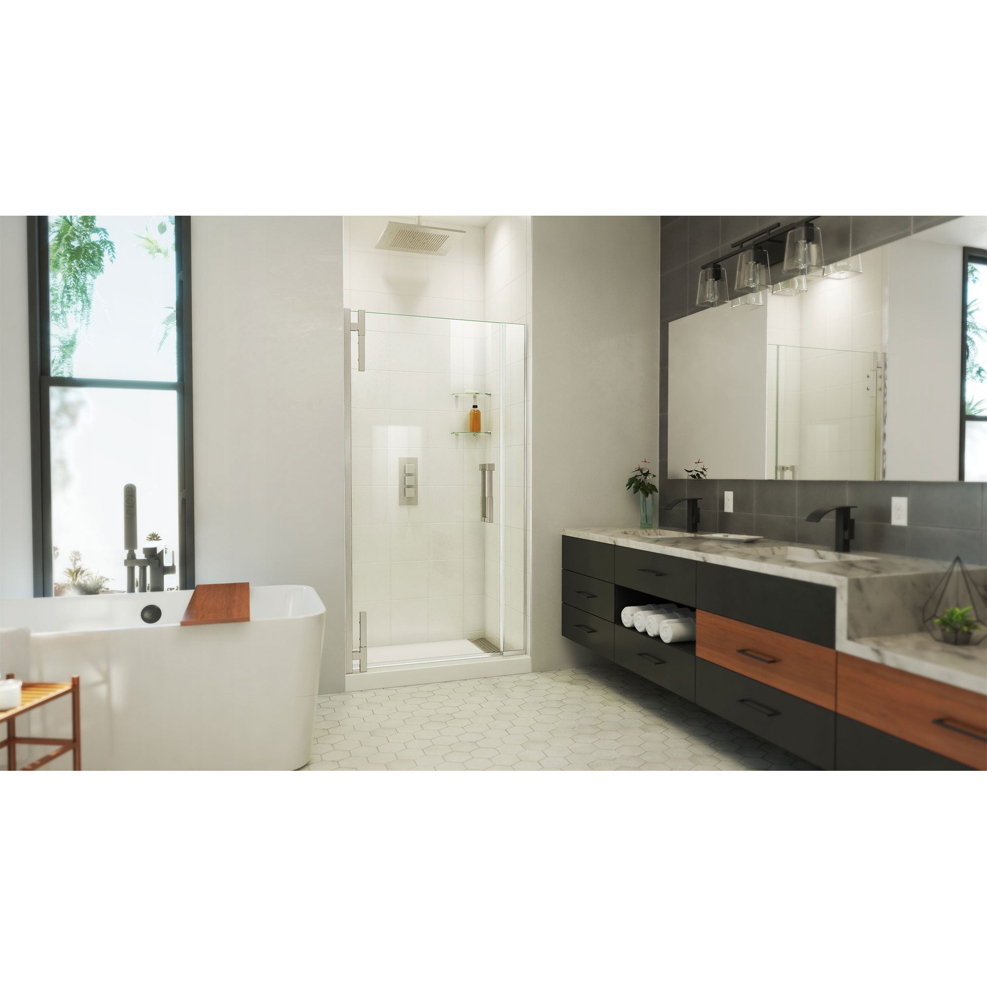 DreamLine Ascend 40 - 41 inch W x 72 inch H Frameless Pivot Shower Door
