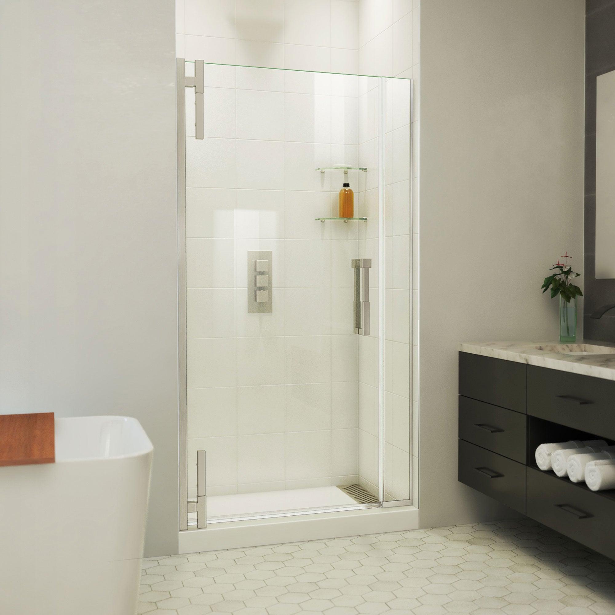 DreamLine Ascend 38 1/2 - 39 1/2 inch W x 72 inch H Frameless Pivot Shower Door