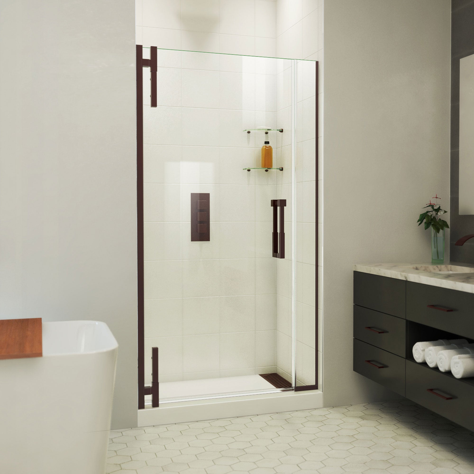 DreamLine Ascend 38 - 39 inch W x 72 inch H Frameless Pivot Shower Door