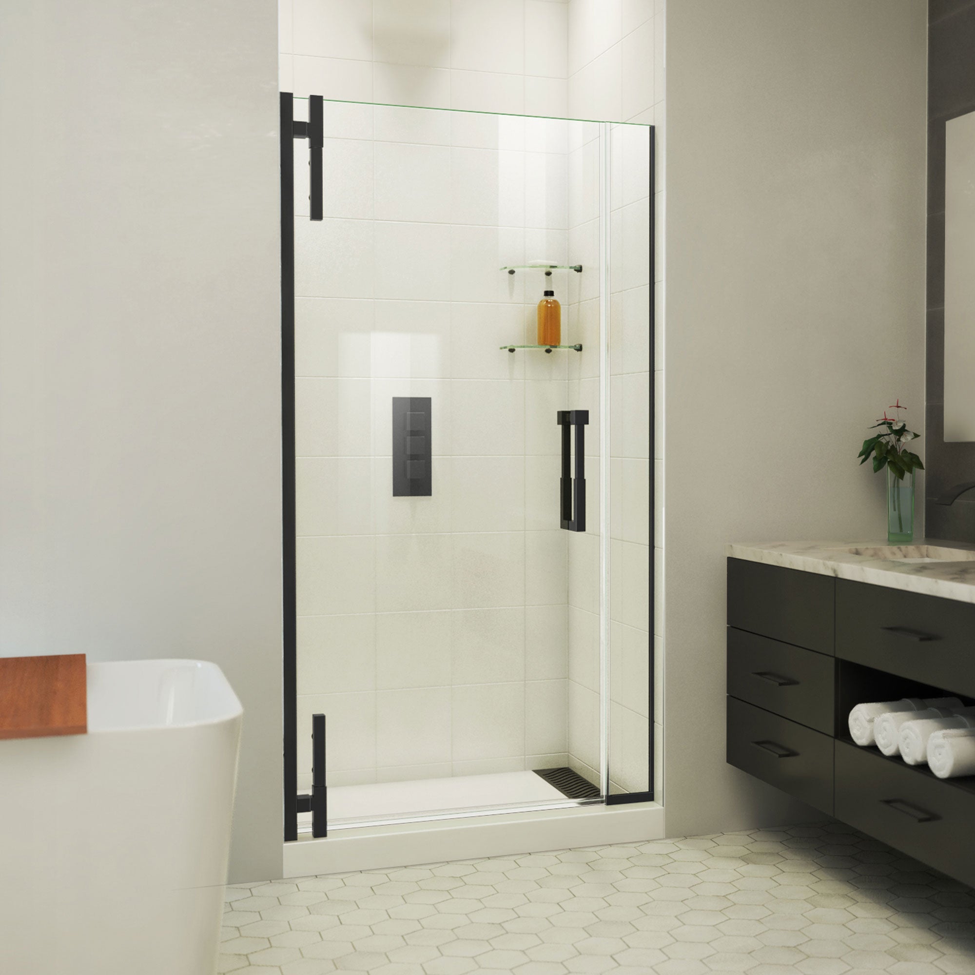 DreamLine Ascend 38 1/2 - 39 1/2 inch W x 72 inch H Frameless Pivot Shower Door