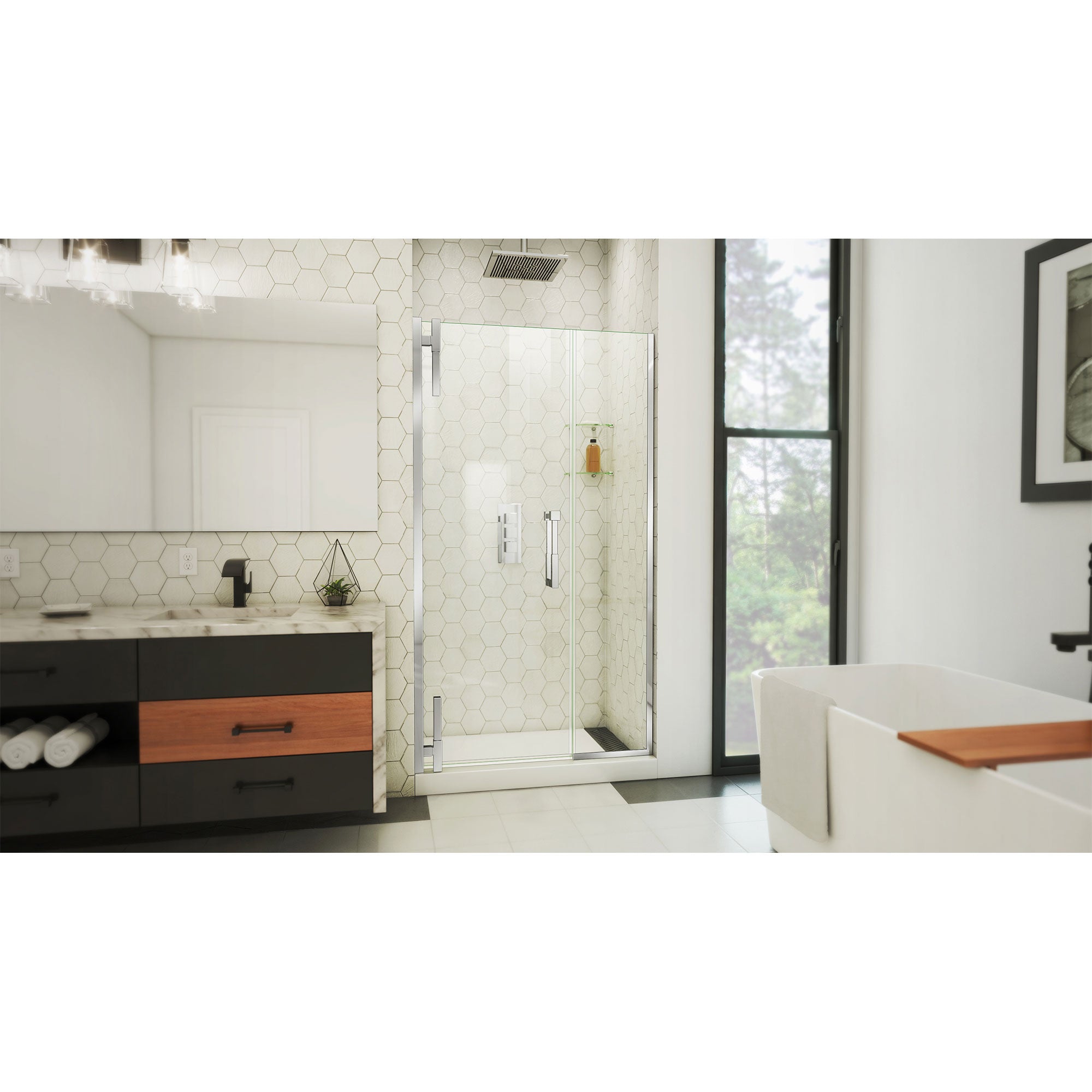 DreamLine Ascend 40 1/2 - 41 1/2 inch W x 72 inch H Frameless Pivot Shower Door
