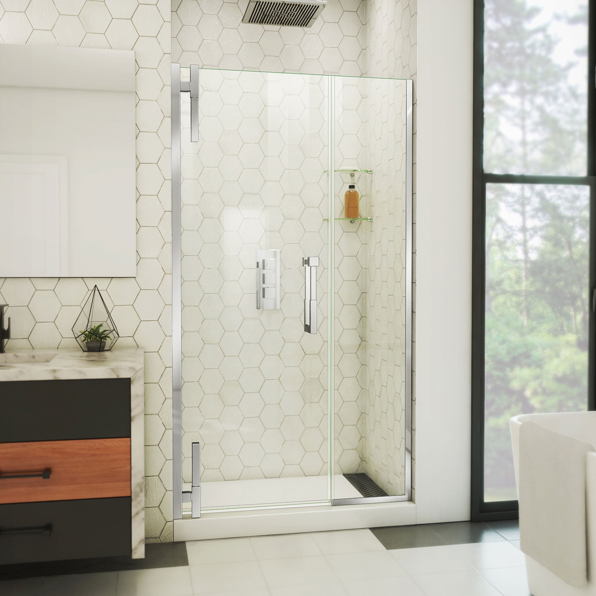 DreamLine Ascend 40 1/2 - 41 1/2 inch W x 72 inch H Frameless Pivot Shower Door
