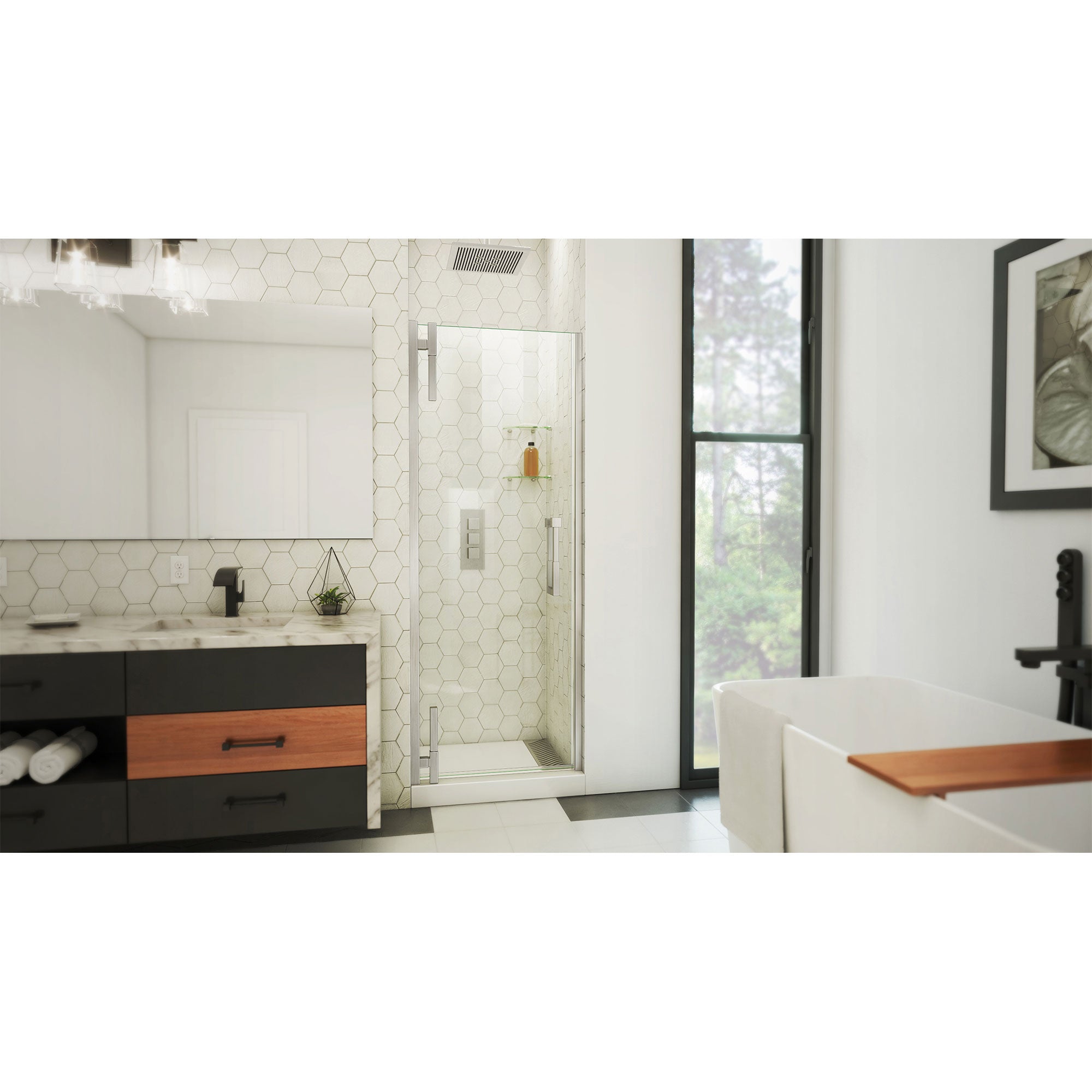 DreamLine Ascend 27 1/4 - 28 inch W x 72 inch H Frameless Pivot Shower Door