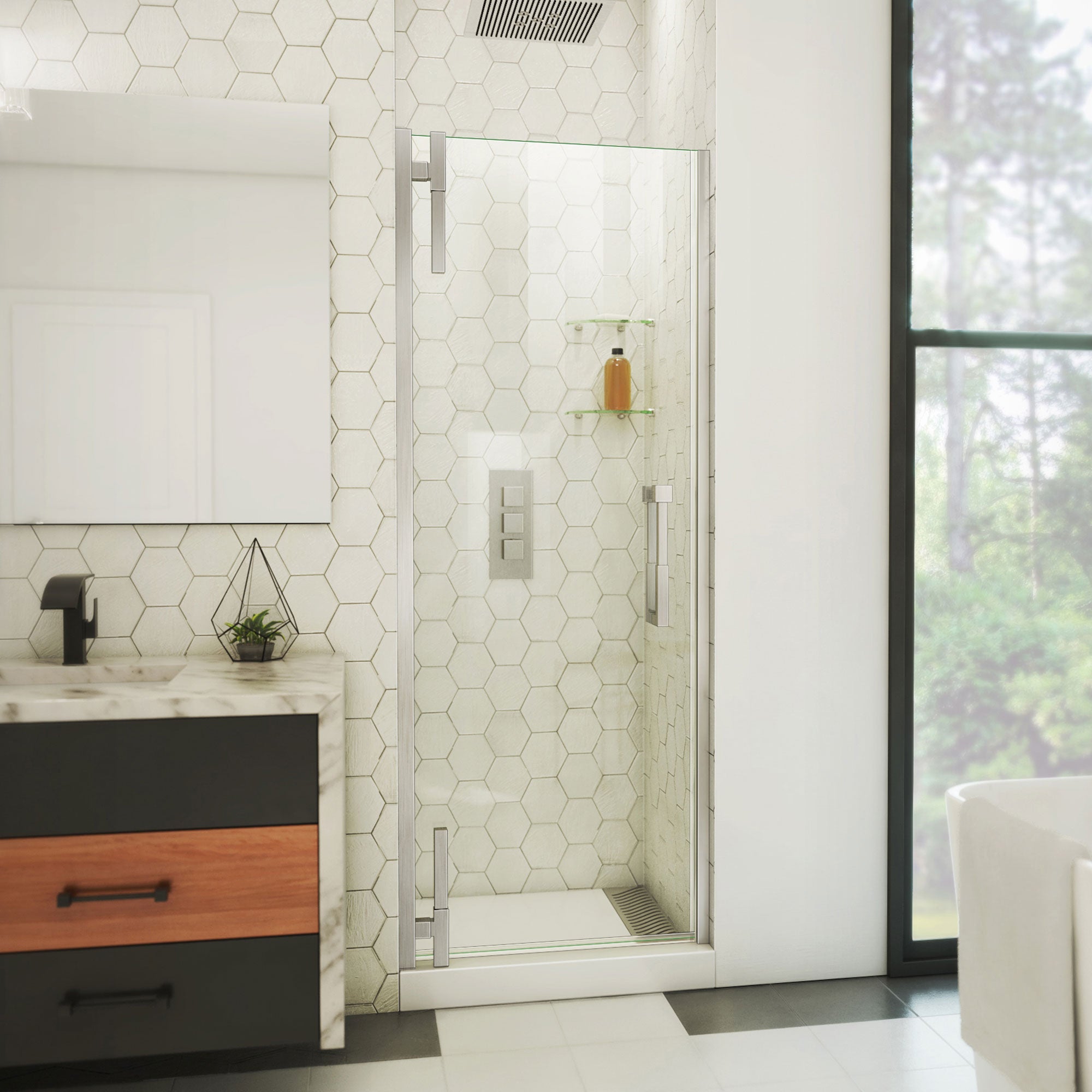 DreamLine Ascend 27 1/4 - 28 inch W x 72 inch H Frameless Pivot Shower Door