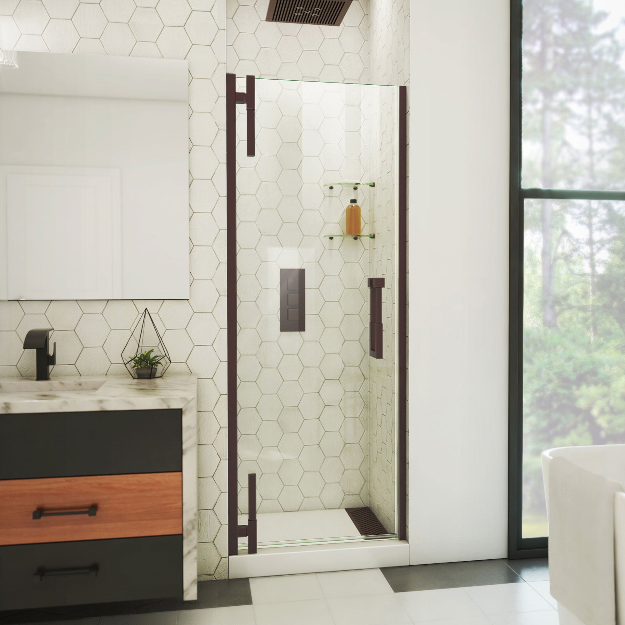 DreamLine Ascend 27 1/4 - 28 inch W x 72 inch H Frameless Pivot Shower Door