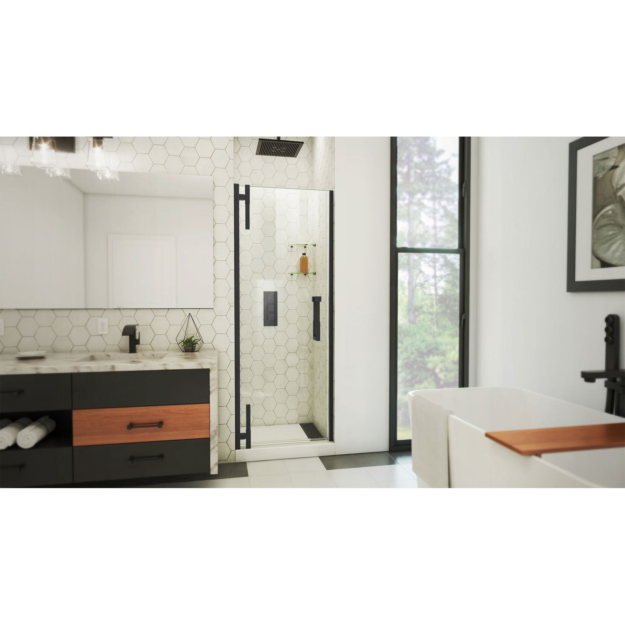 DreamLine Ascend 27 1/4 - 28 inch W x 72 inch H Frameless Pivot Shower Door