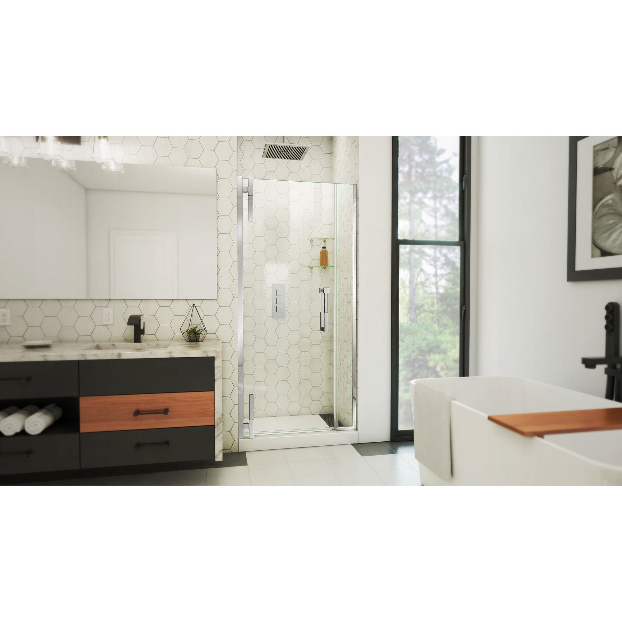 DreamLine Ascend 32 1/2 - 33 1/2 inch W x 72 inch H Frameless Pivot Shower Door
