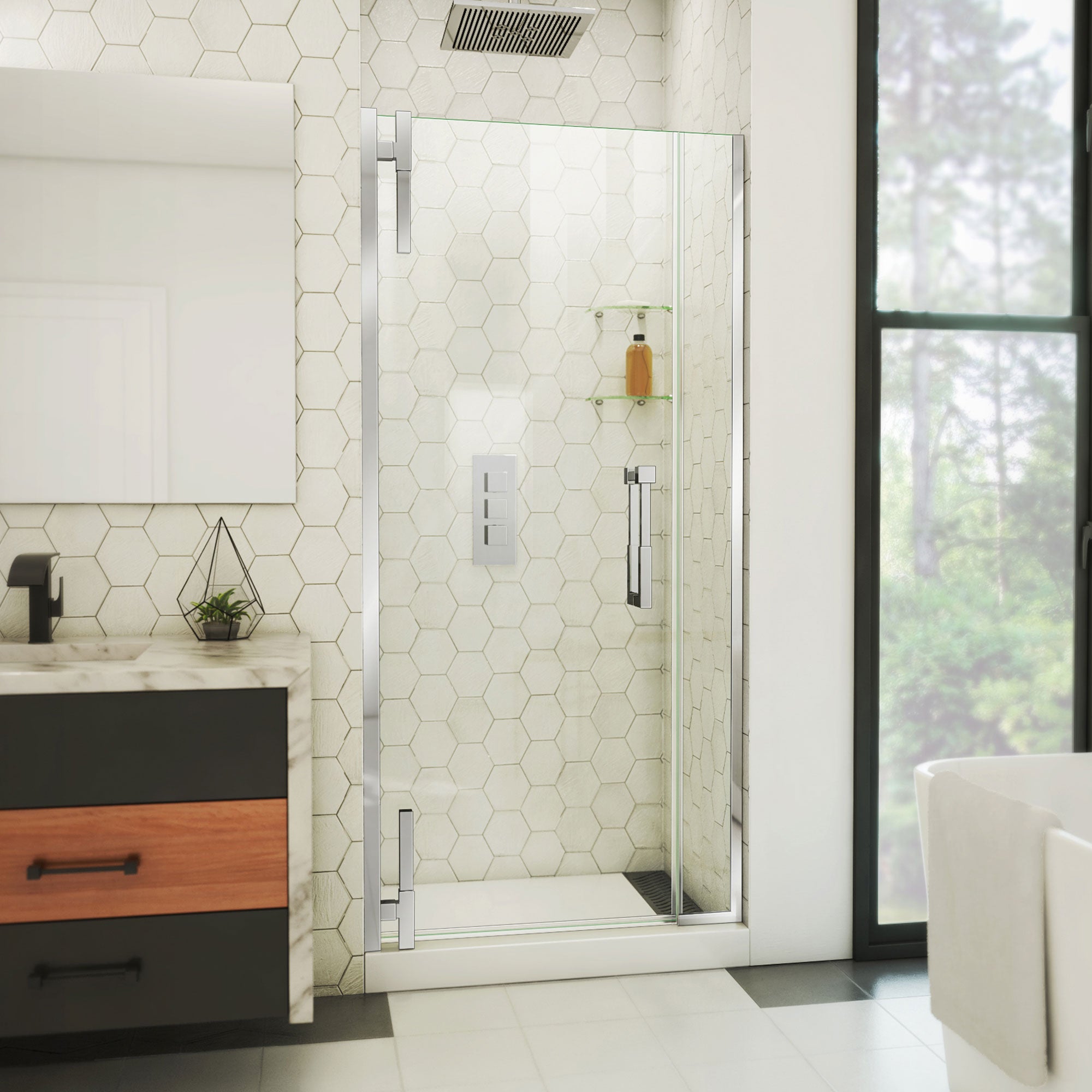 DreamLine Ascend 32 1/2 - 33 1/2 inch W x 72 inch H Frameless Pivot Shower Door