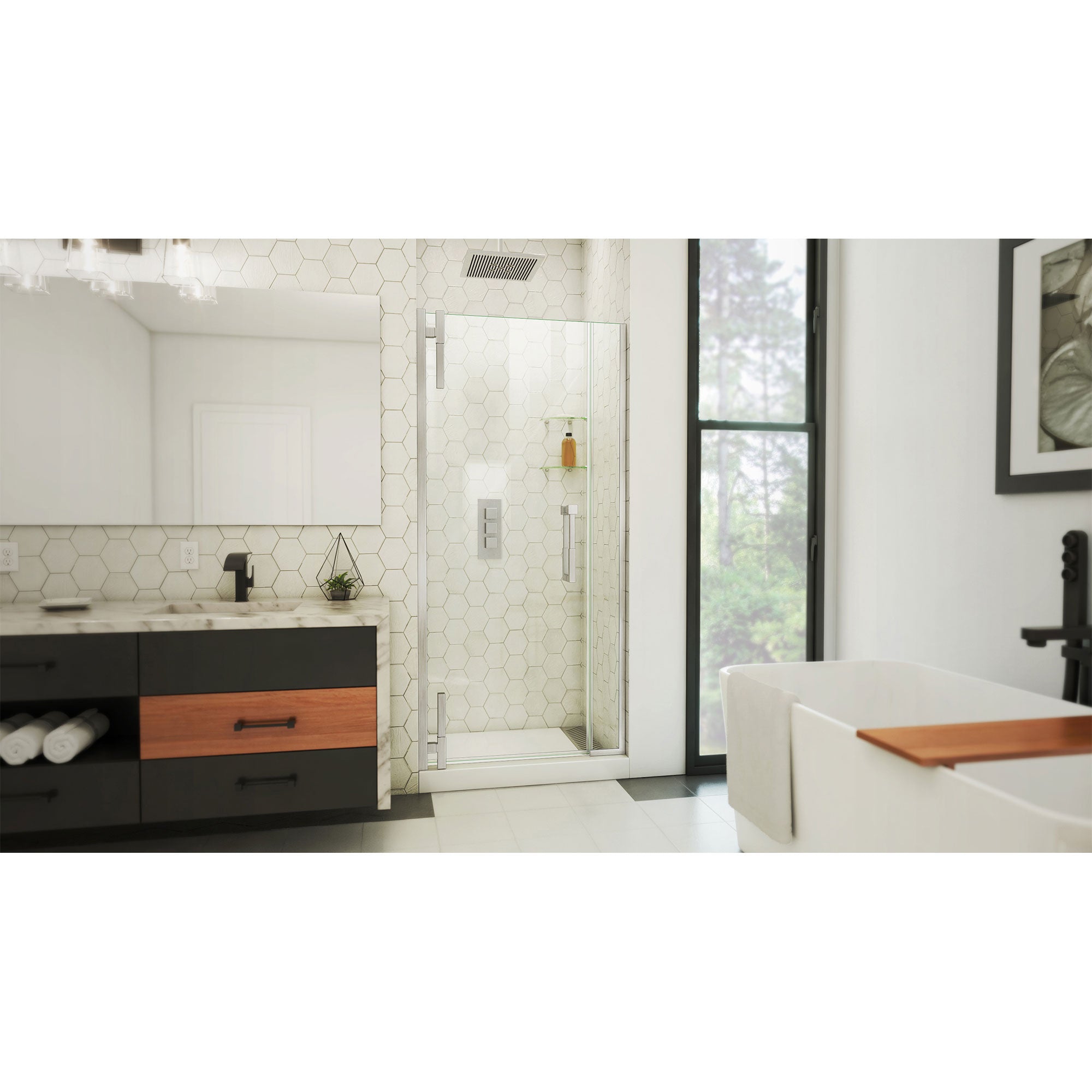 DreamLine Ascend 32 1/2 - 33 1/2 inch W x 72 inch H Frameless Pivot Shower Door