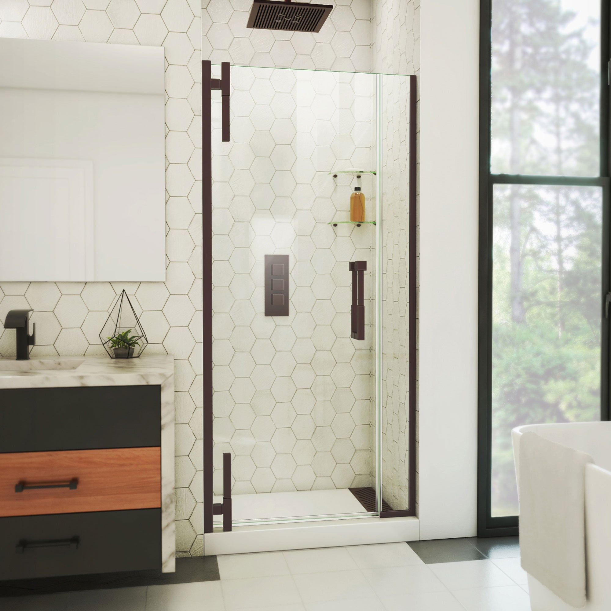 DreamLine Ascend 32 1/2 - 33 1/2 inch W x 72 inch H Frameless Pivot Shower Door