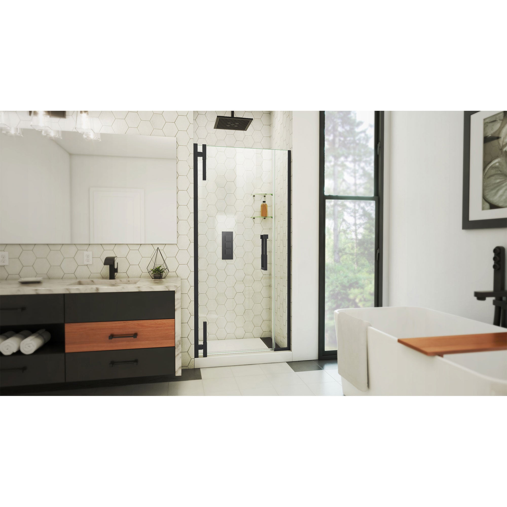 DreamLine Ascend 36 1/2 - 37 1/2 inch W x 72 inch H Frameless Pivot Shower Door