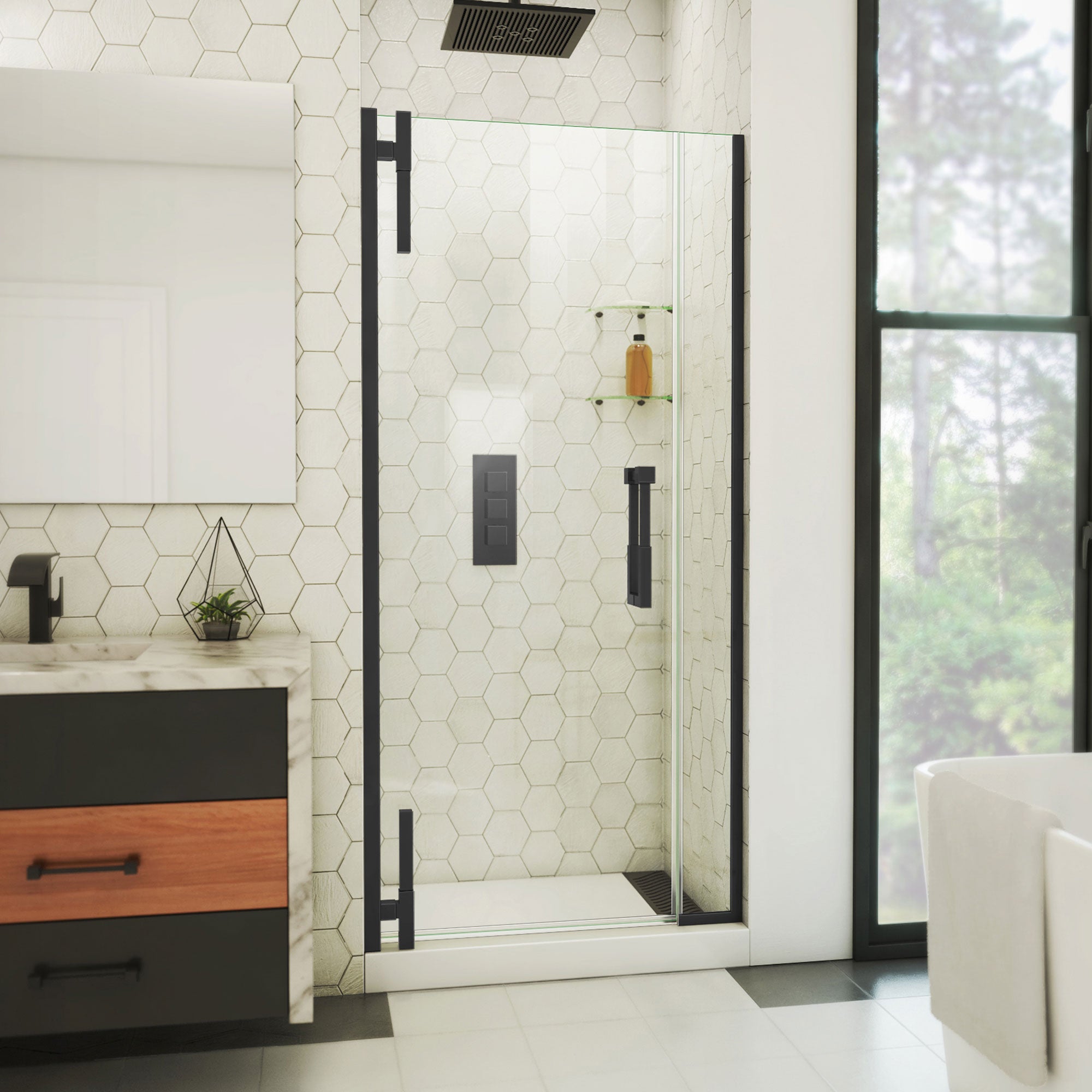 DreamLine Ascend 36 1/2 - 37 1/2 inch W x 72 inch H Frameless Pivot Shower Door