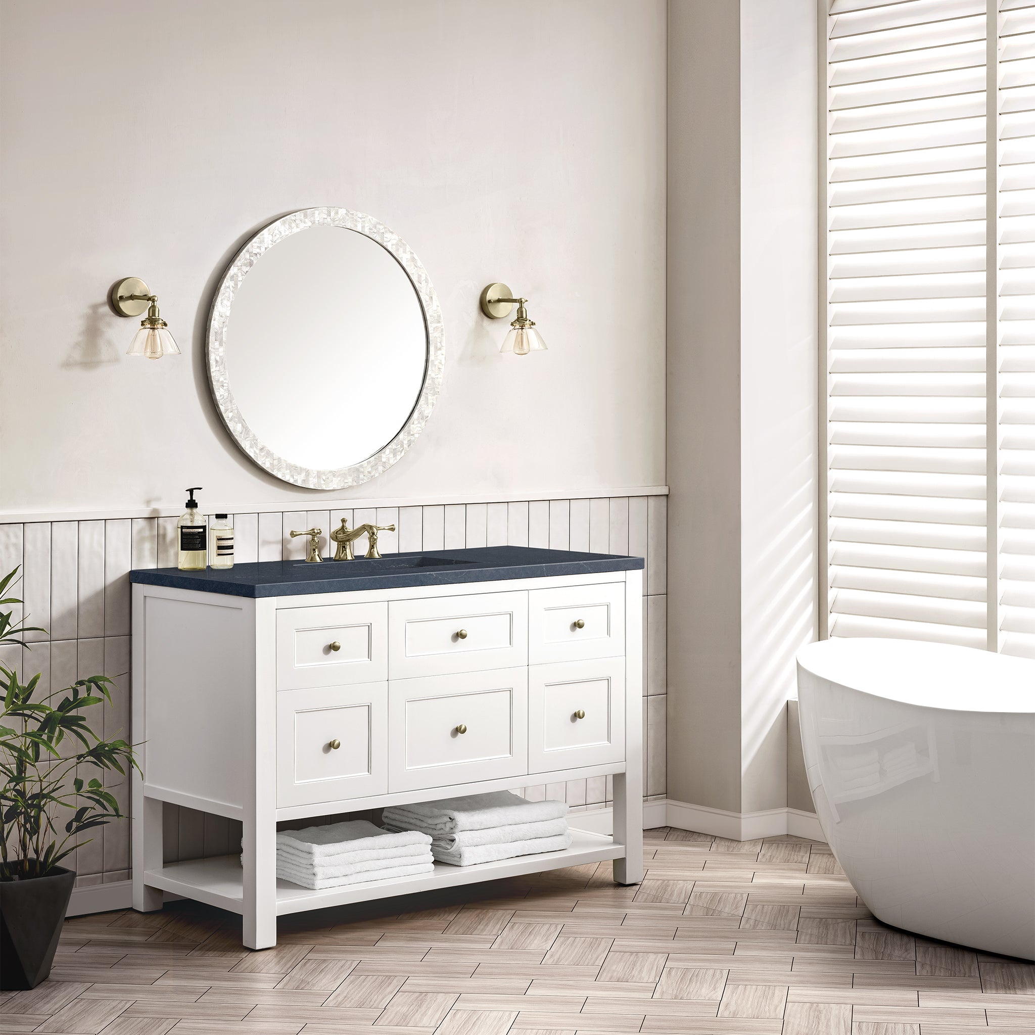 James Martin Breckenridge 48" Single Vanity in Bright White with 3cm Countertop