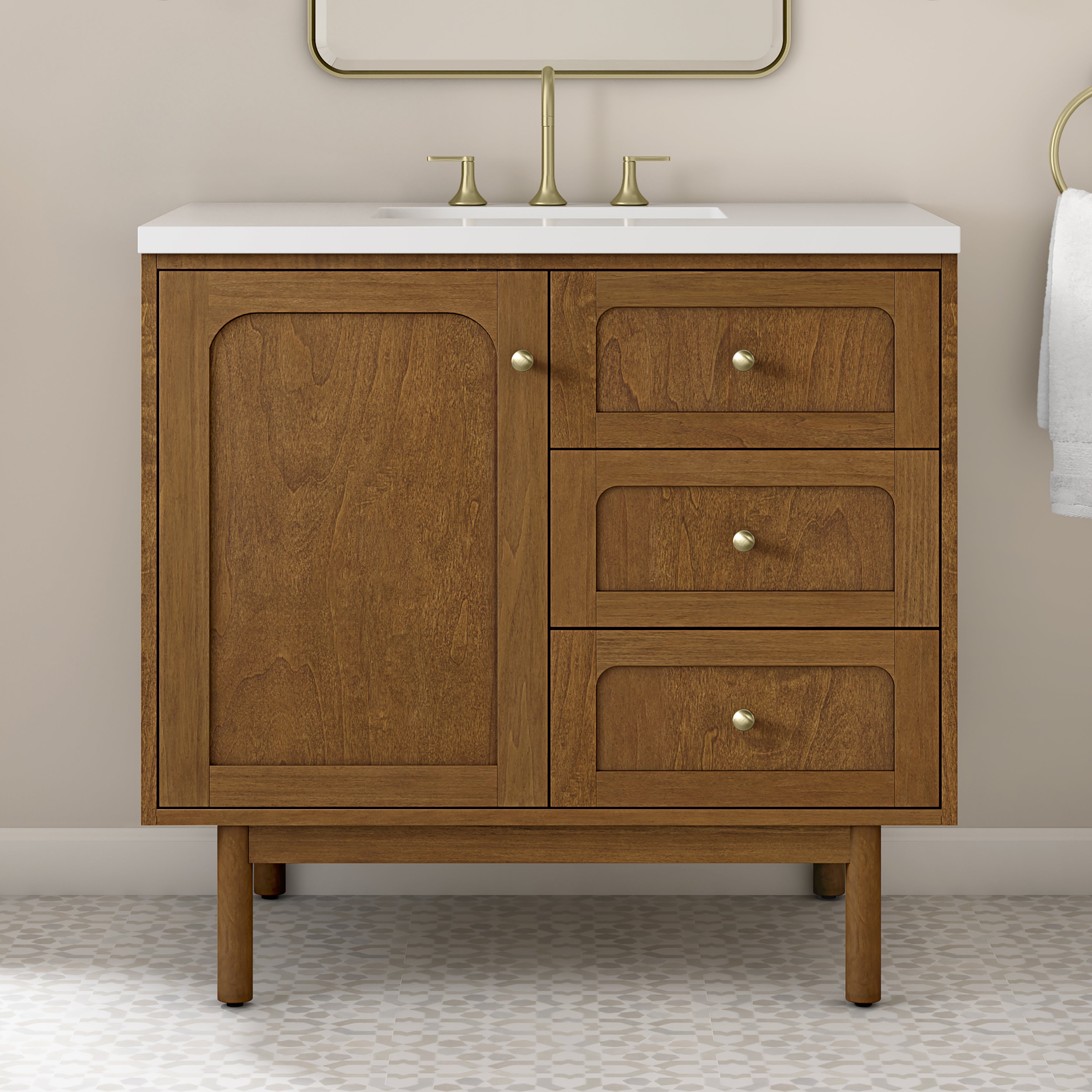 James Martin Laurent 36" Single Vanity in Honey Oak with 3cm Countertop
