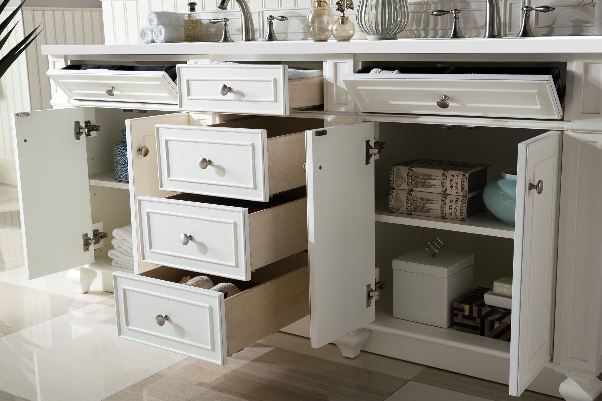 James Martin Bristol 72" Double Vanity in Bright White with 3cm Countertop