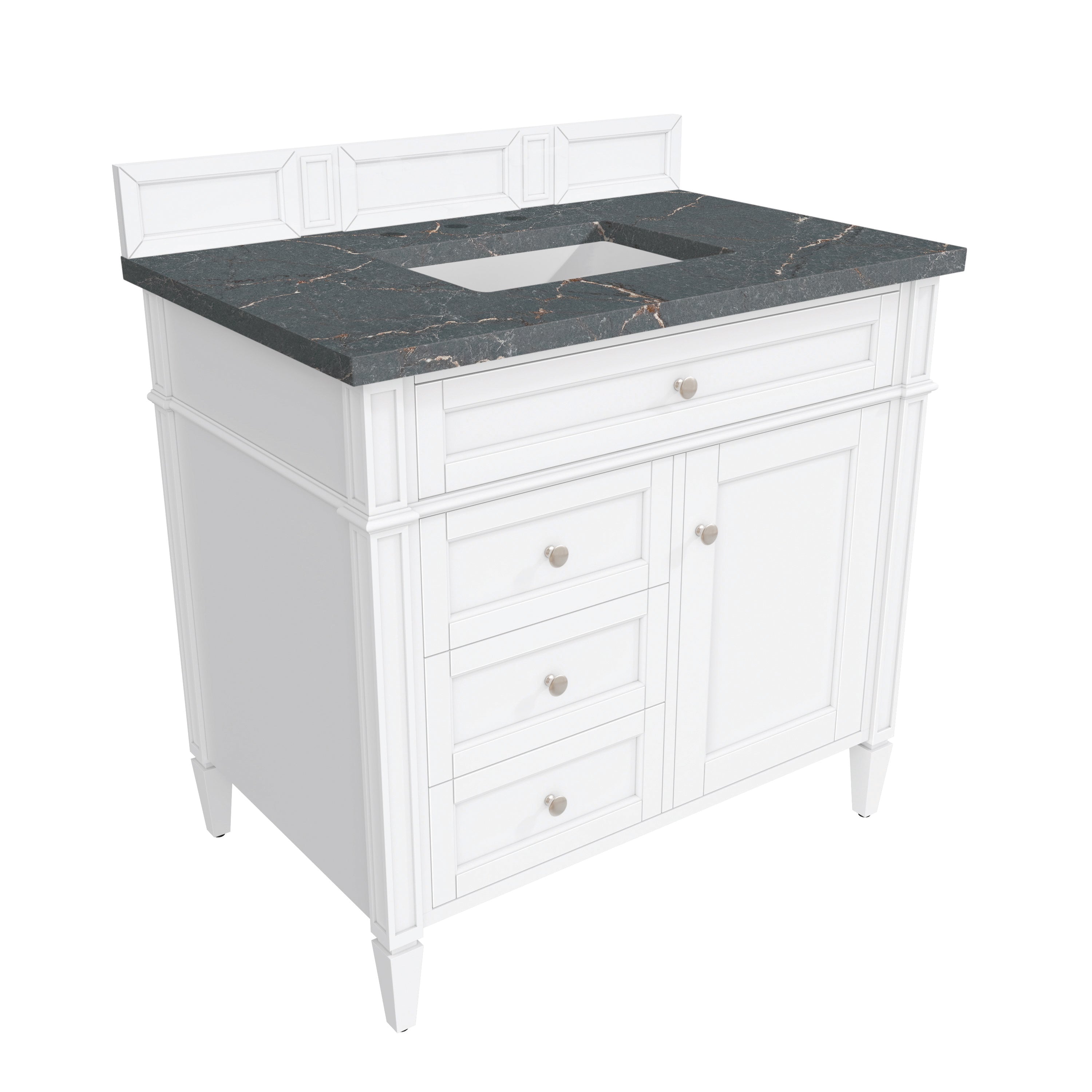 James Martin Brittany 36" Single Vanity in Bright White with 3cm Countertop