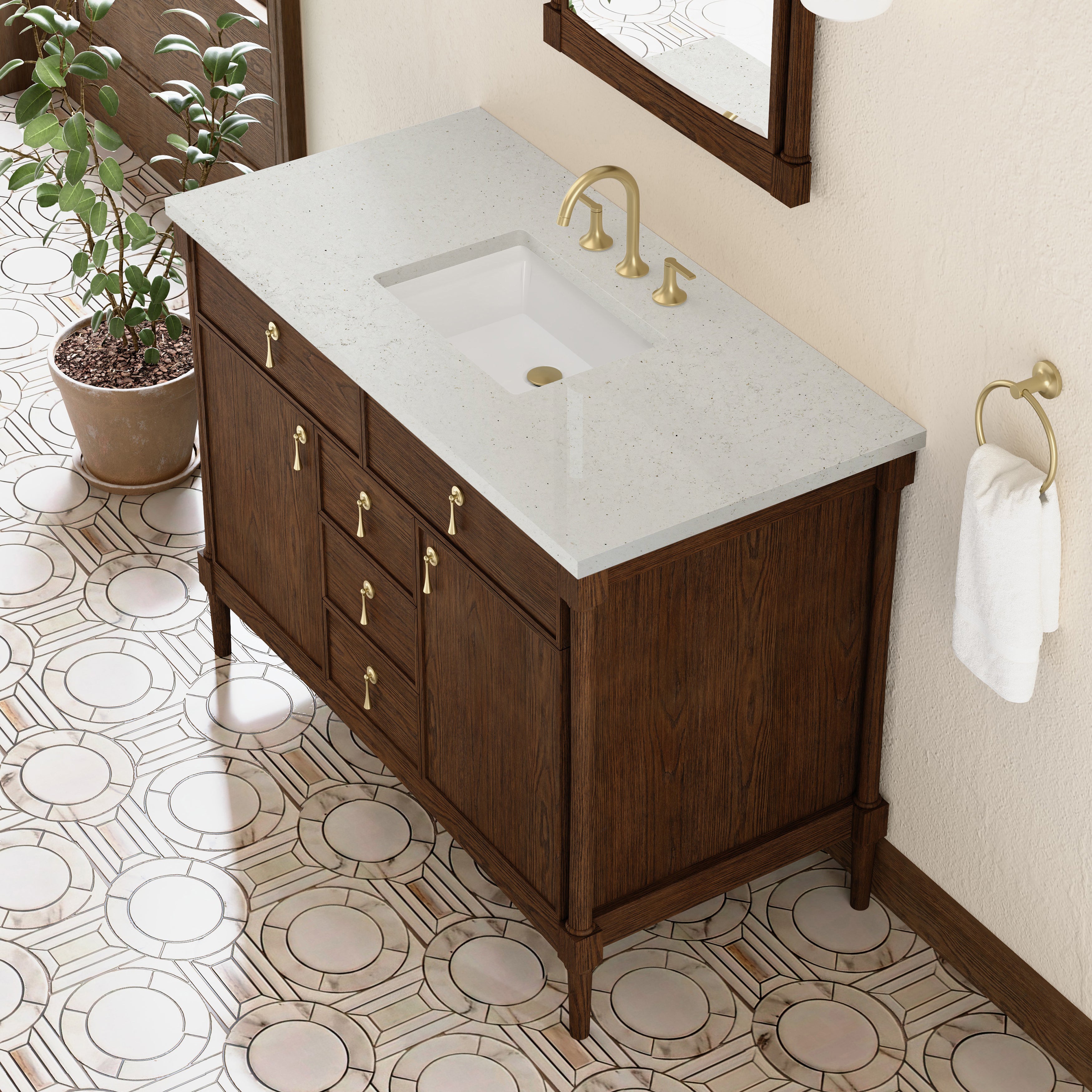 James Martin Kinnsden 48" Single Vanity in Sable Oak with 3cm Countertop