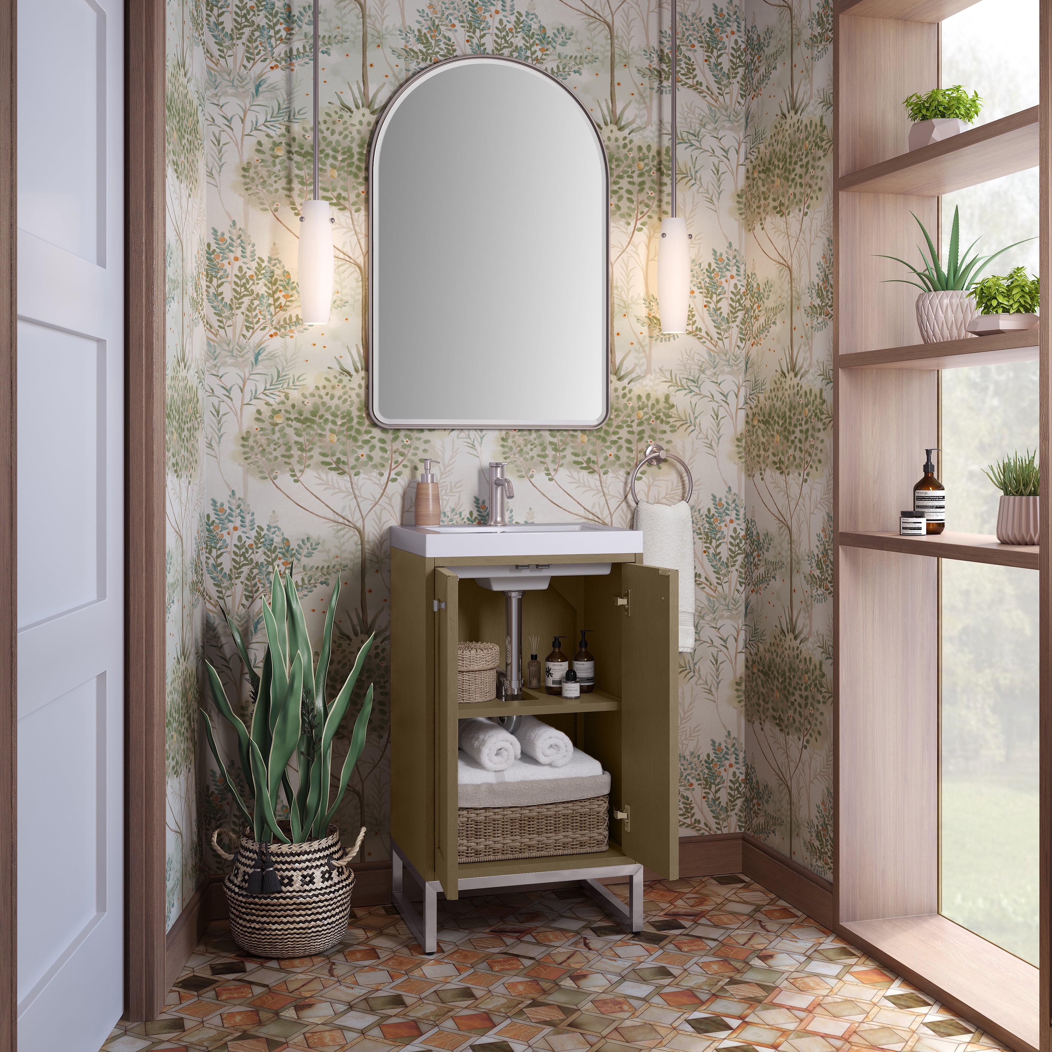 James Martin Chianti 20" Single Vanity in Glossy White with White Glossy Composite Stone Top